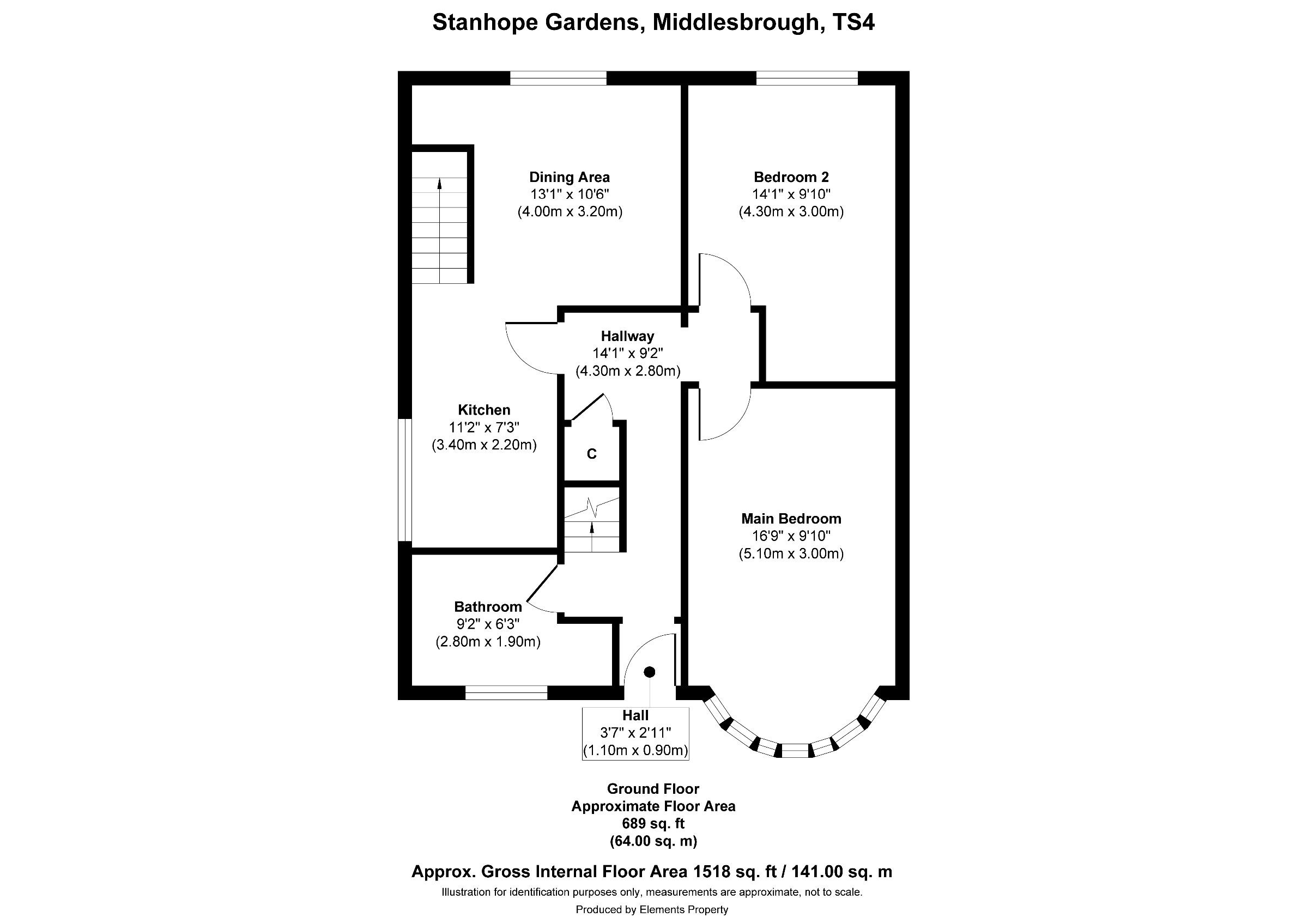 4 bed semi-detached bungalow to rent in Stanhope Gardens, Middlesbrough - Property floorplan