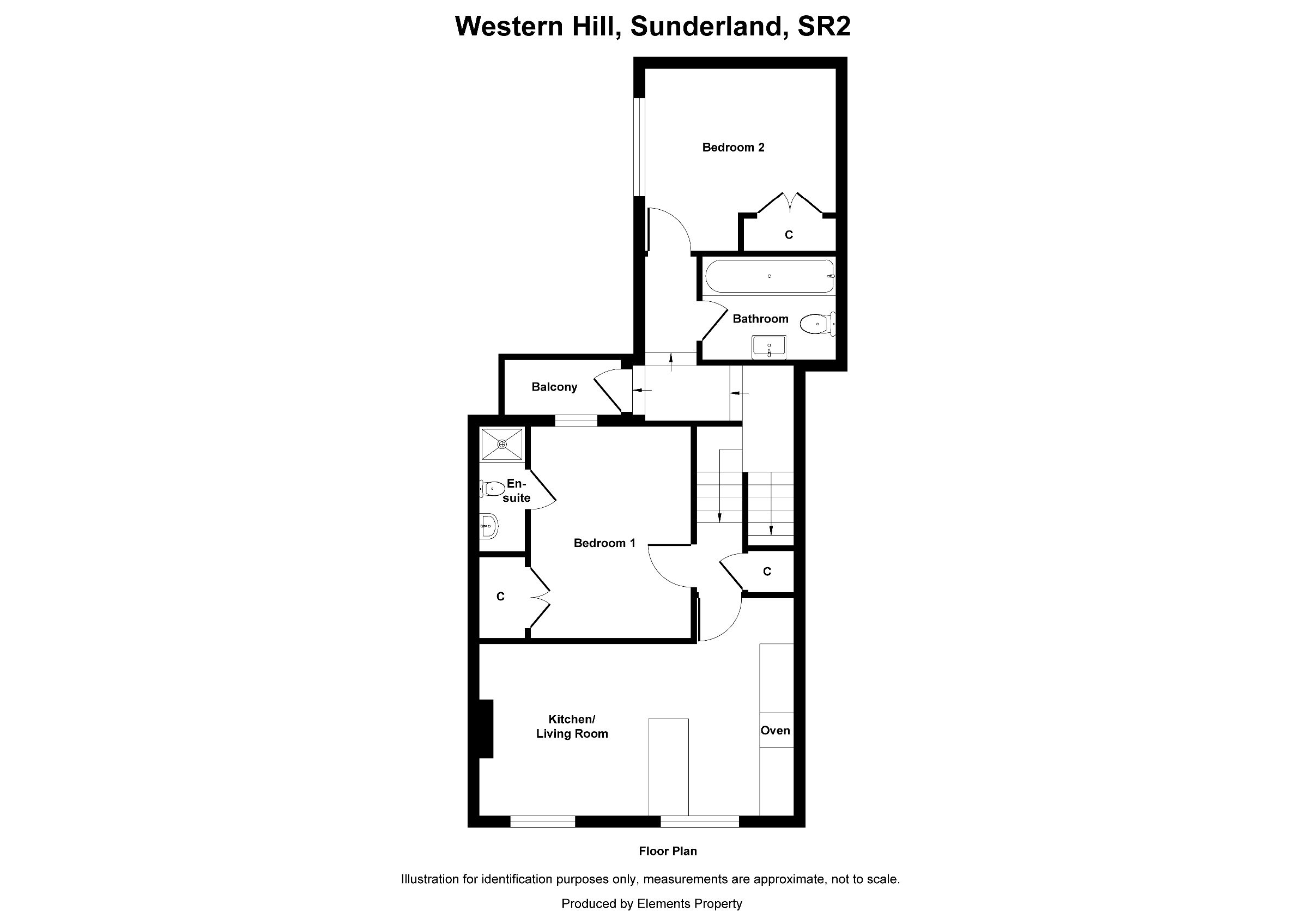 2 bed flat to rent in Western Hill, Sunderland - Property floorplan