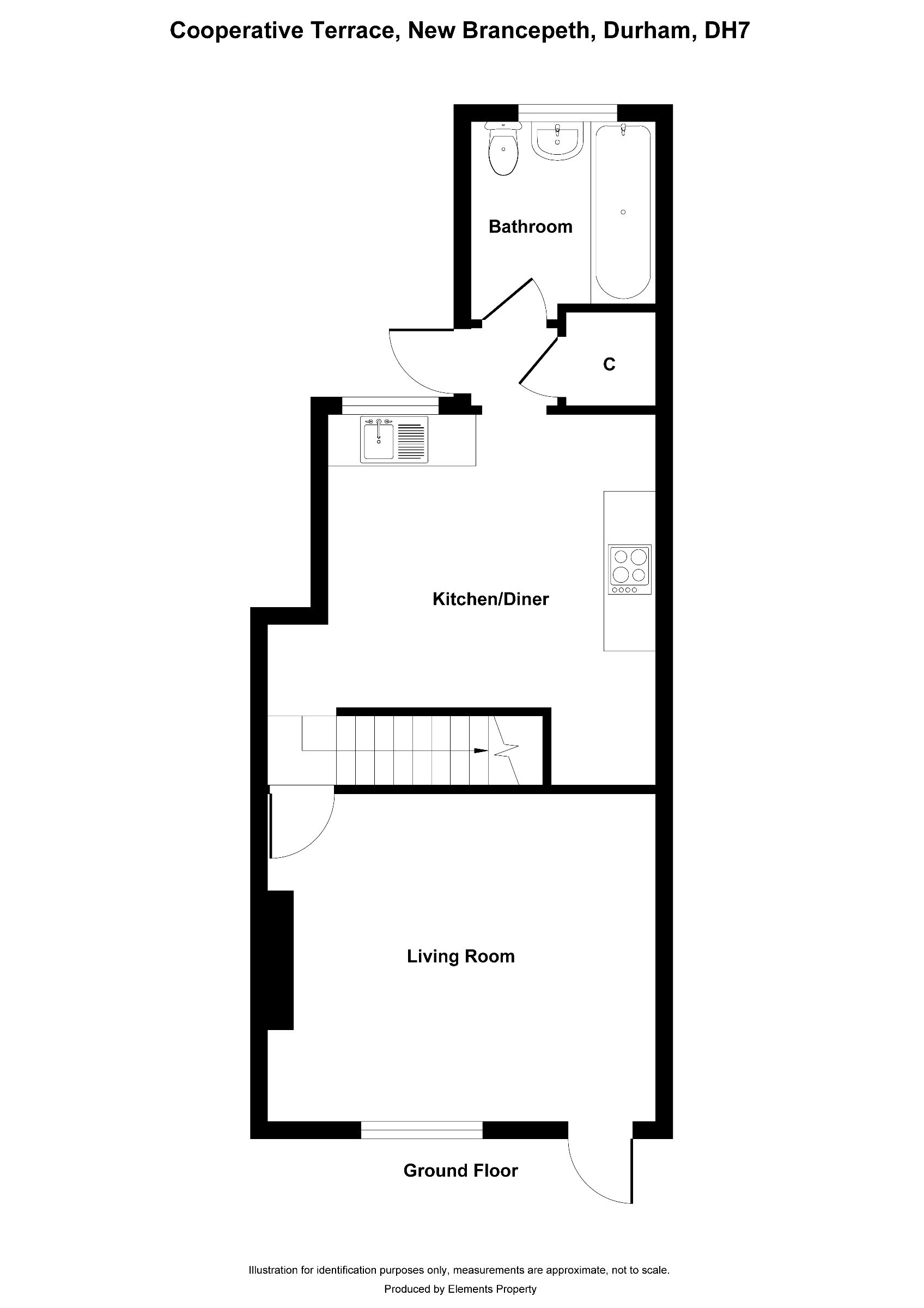 2 bed terraced house to rent in Cooperative Terrace, Durham - Property floorplan
