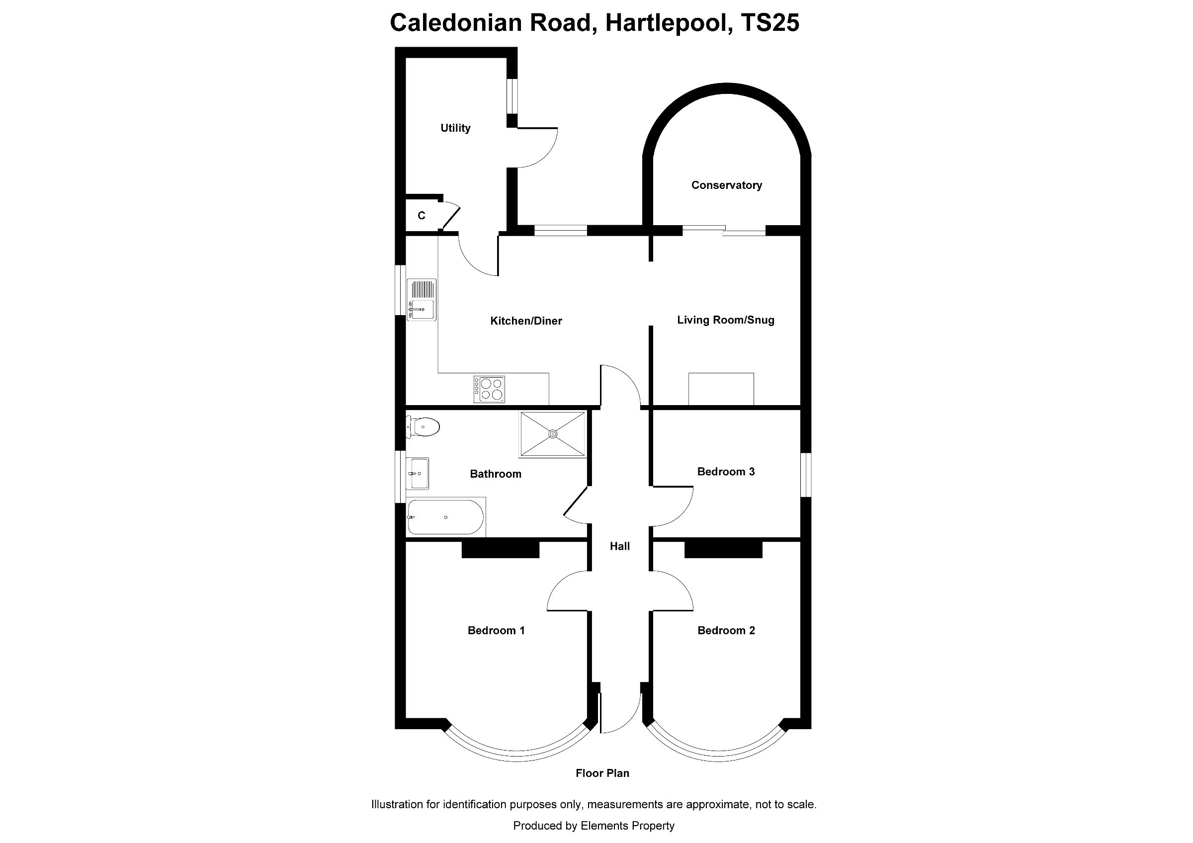 3 bed bungalow to rent in Caledonian Road, Hartlepool - Property floorplan
