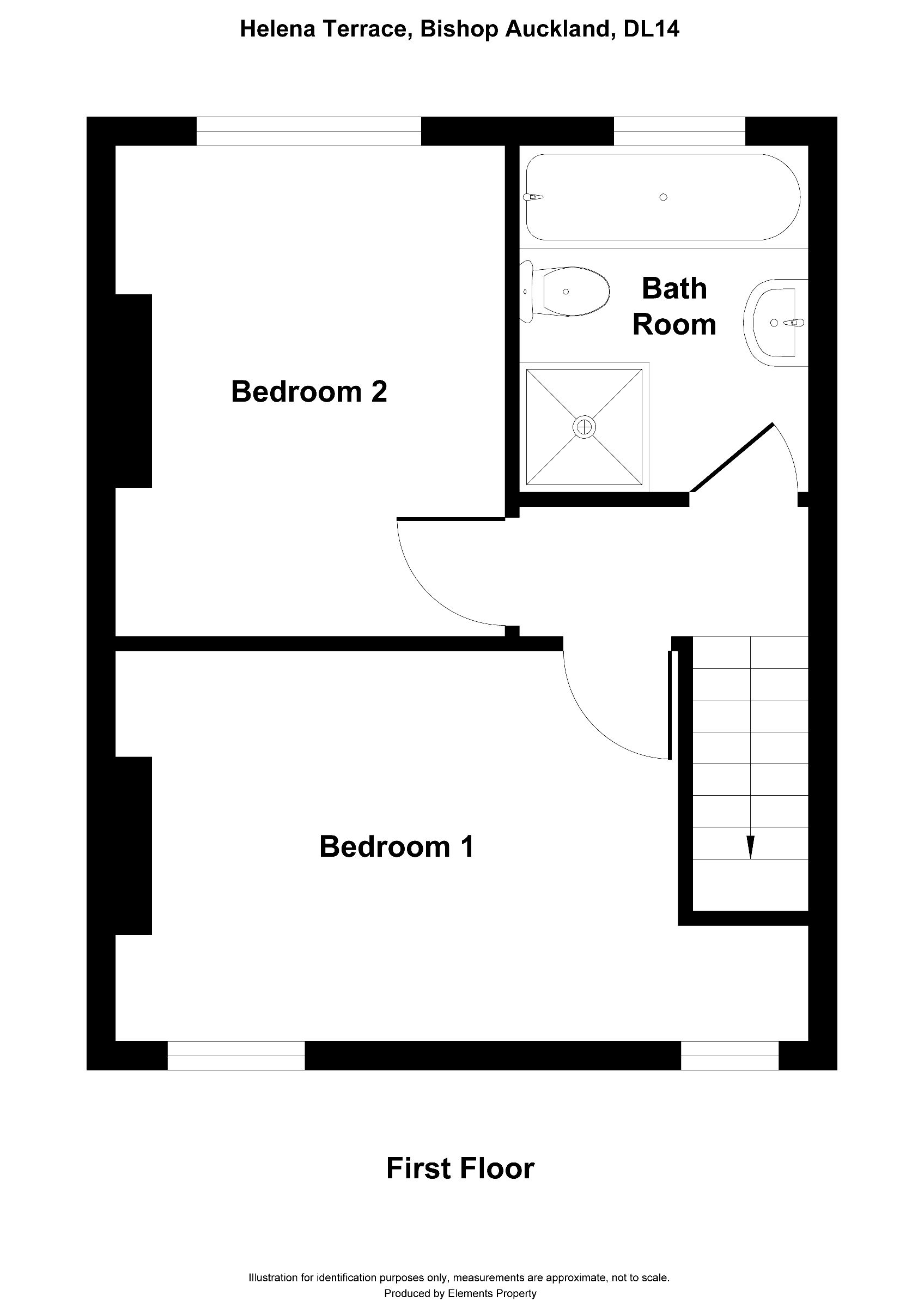 2 bed terraced house to rent in Helena Terrace, Bishop Auckland - Property floorplan