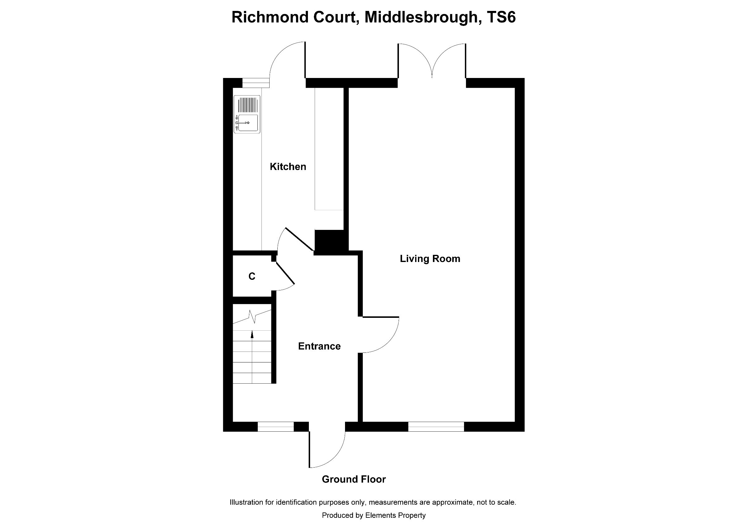 2 bed semi-detached house to rent in Richmond Court, Middlesbrough - Property floorplan