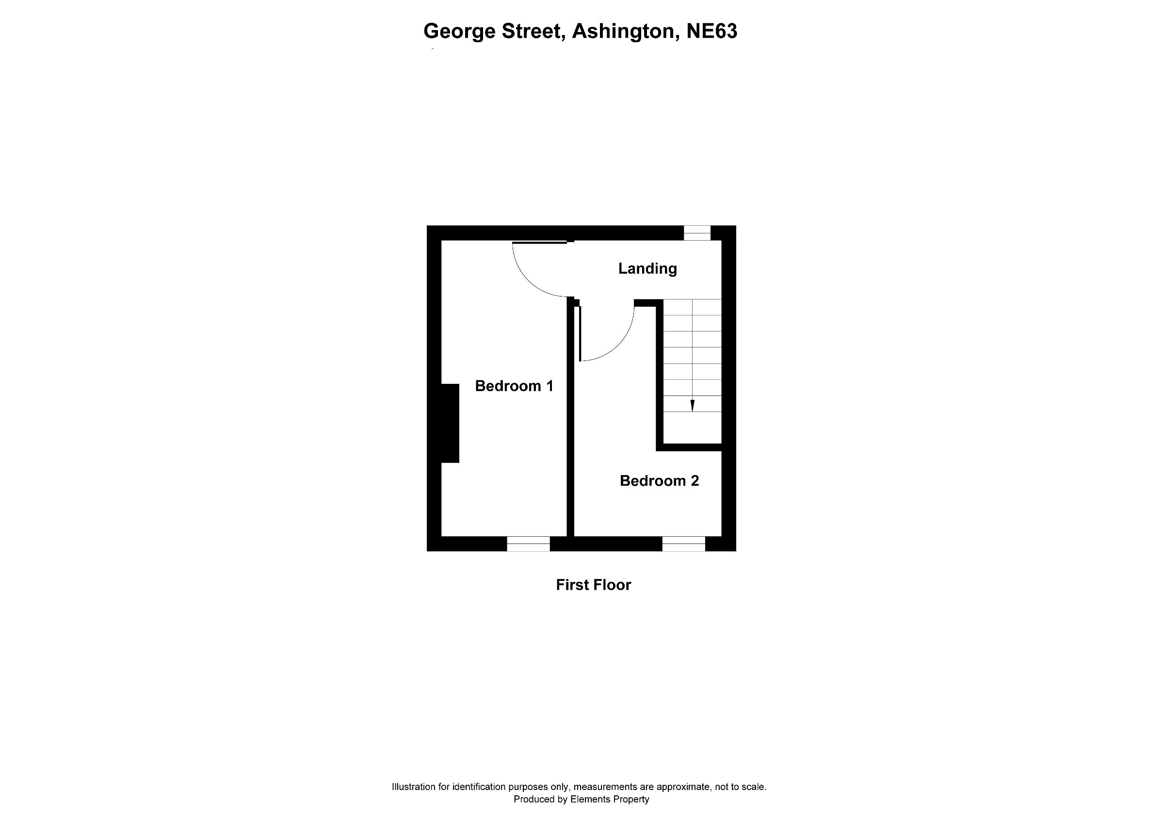 2 bed terraced house for sale in George Street, Ashington - Property floorplan