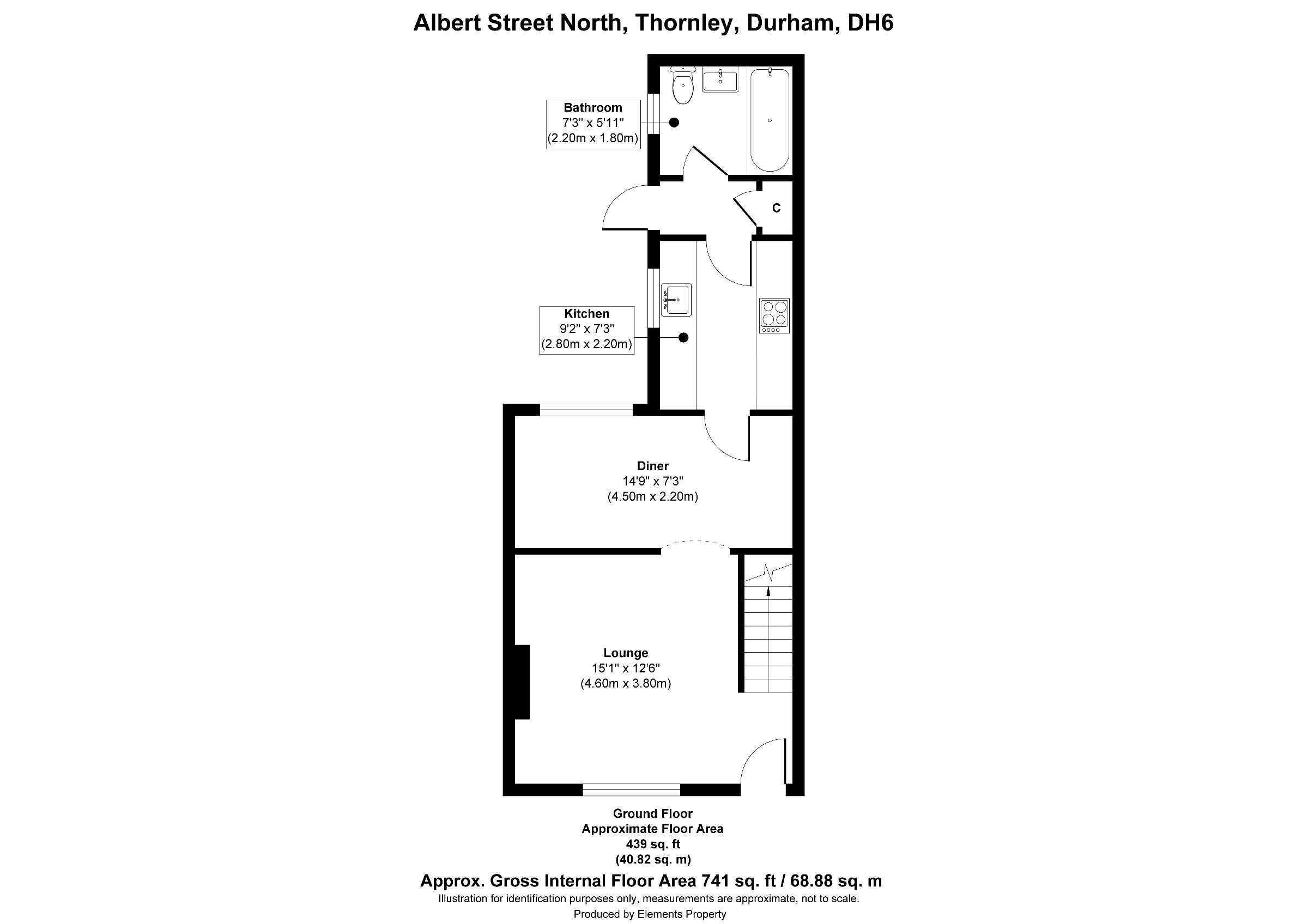 2 bed end of terrace house for sale in Albert Street North, Durham - Property floorplan