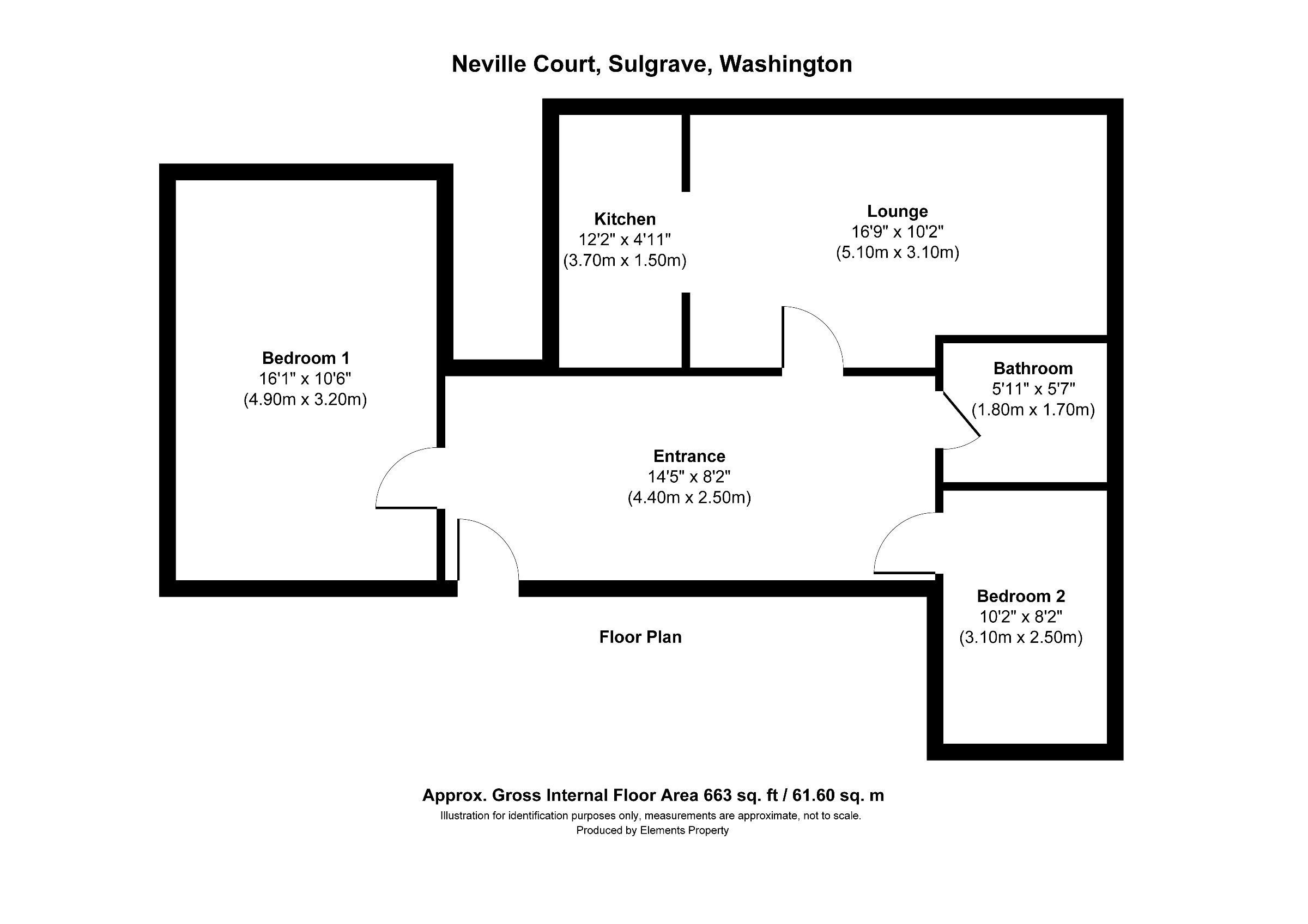 2 bed flat for sale in Neville Court, Washington - Property floorplan