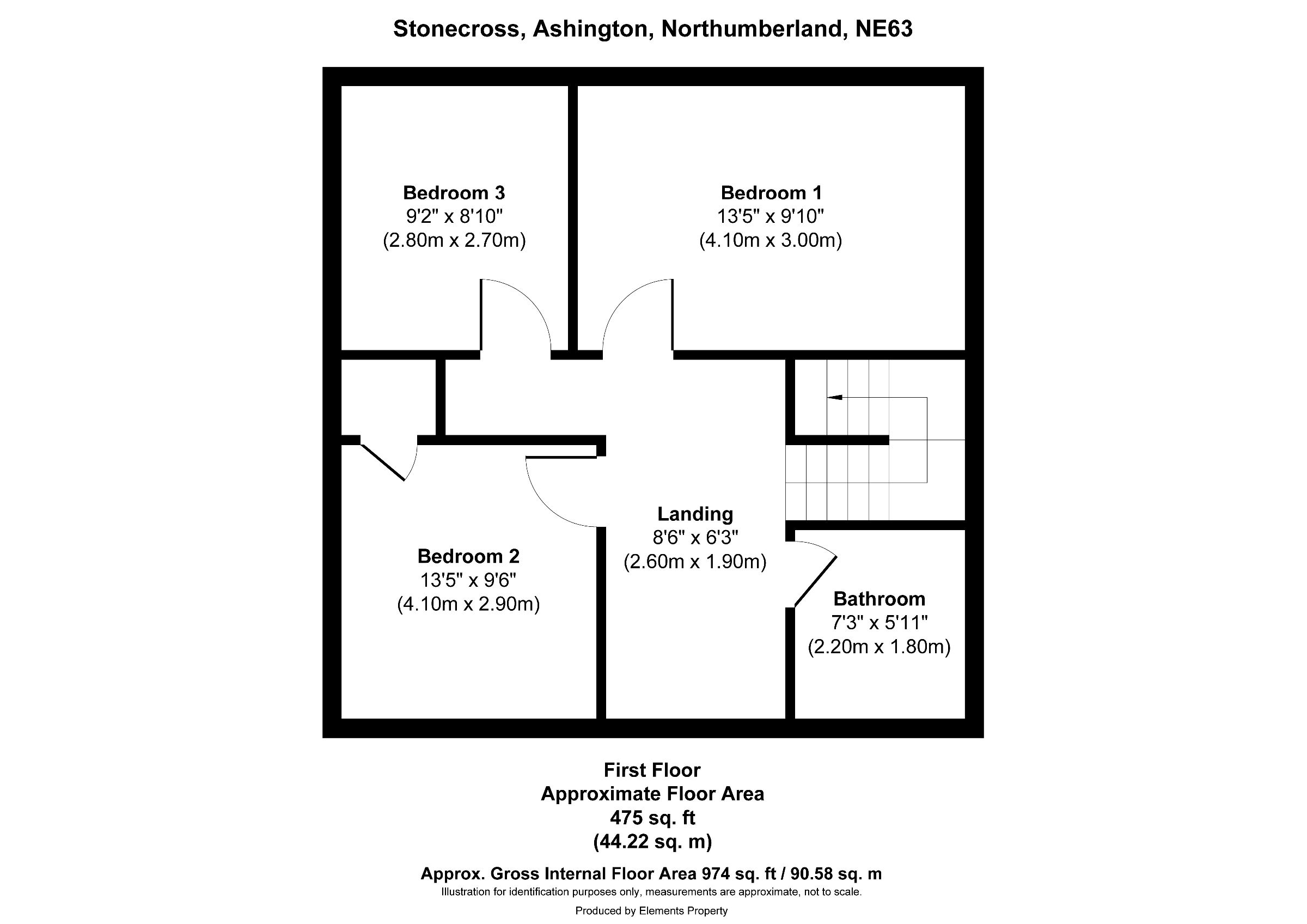 3 bed terraced house for sale in Stonecross, Ashington - Property floorplan