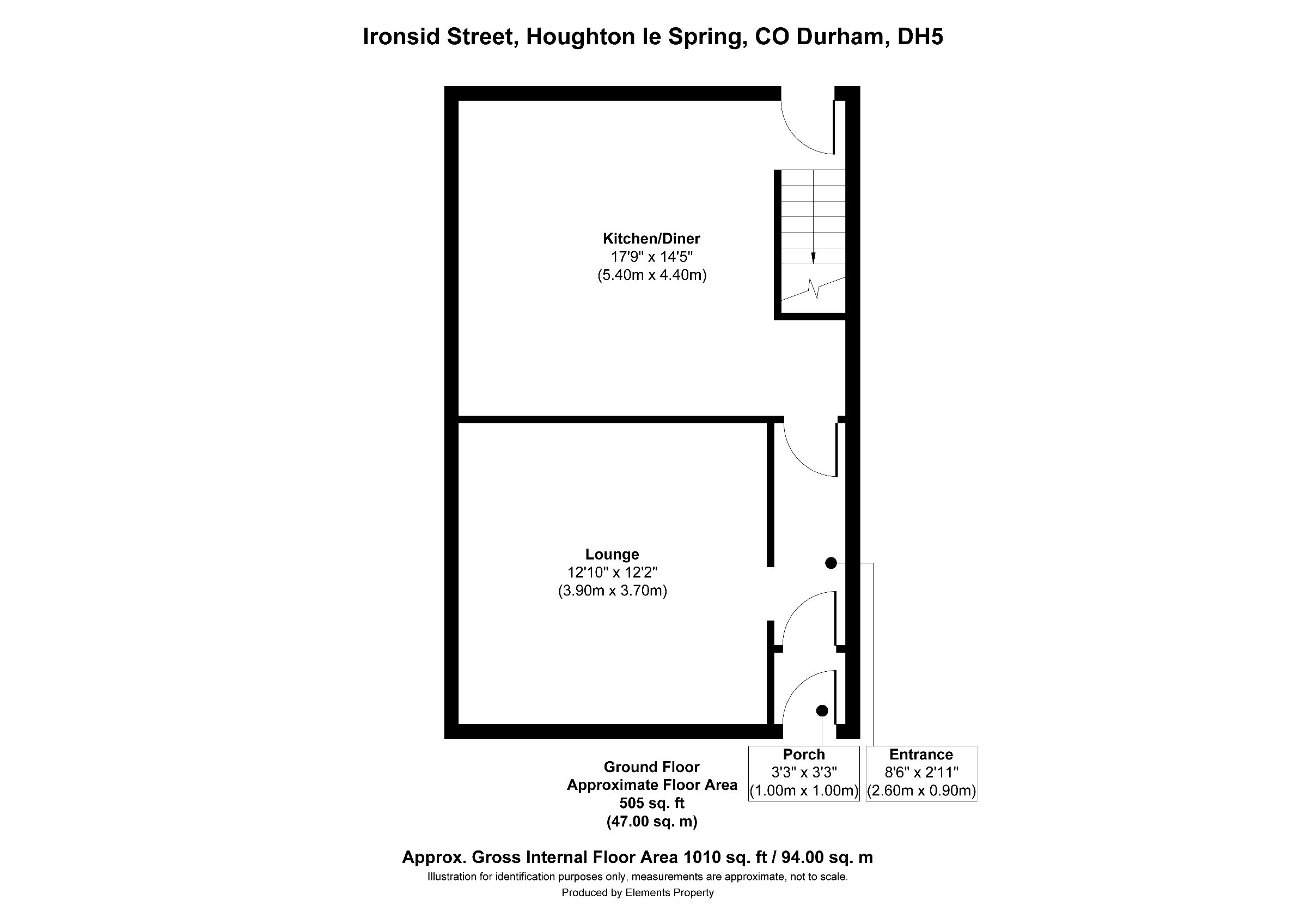 2 bed terraced house for sale in Ironside Street, Houghton le Spring - Property floorplan