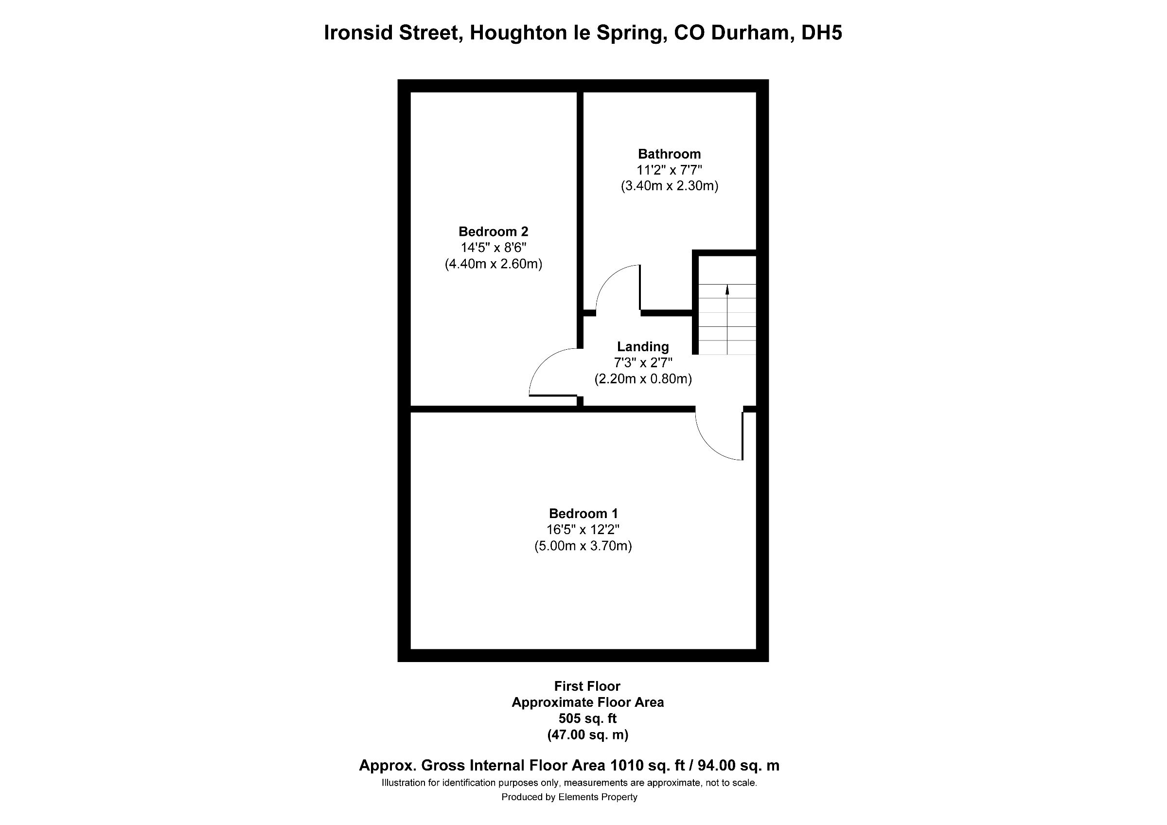 2 bed terraced house for sale in Ironside Street, Houghton le Spring - Property floorplan