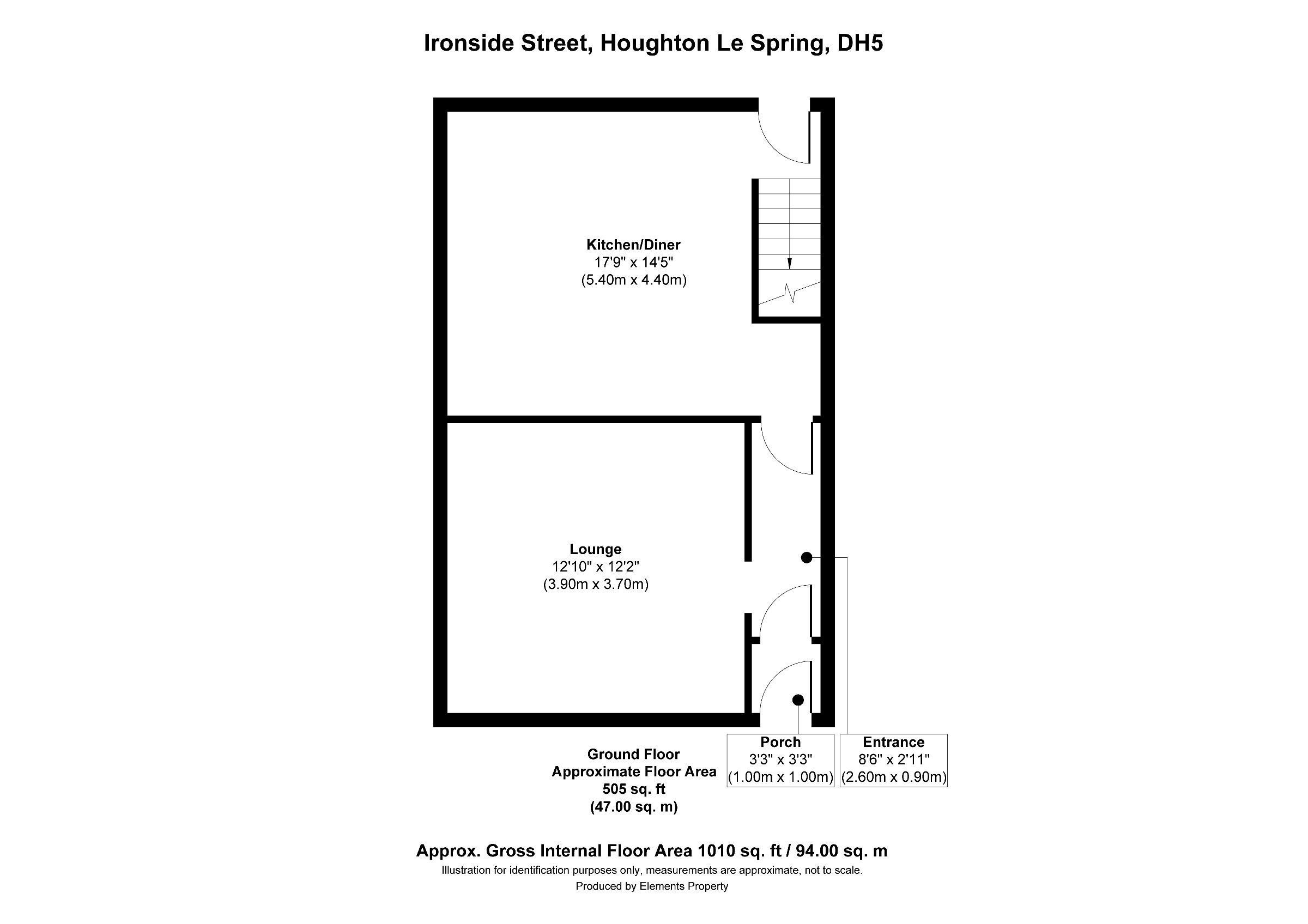 2 bed terraced house for sale in Ironside Street, Houghton le Spring - Property floorplan
