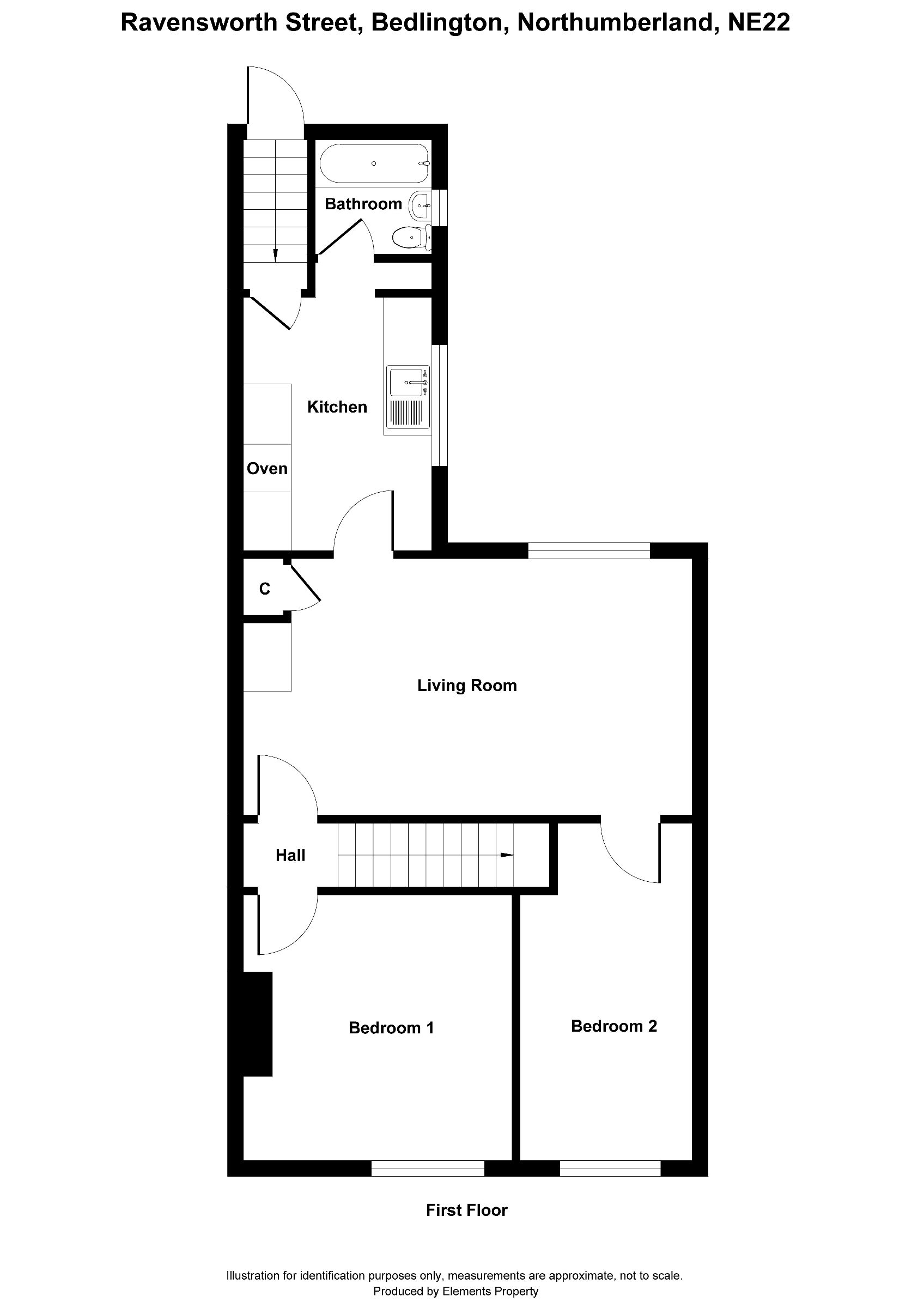 2 bed flat for sale in Ravensworth Street, Bedlington - Property floorplan