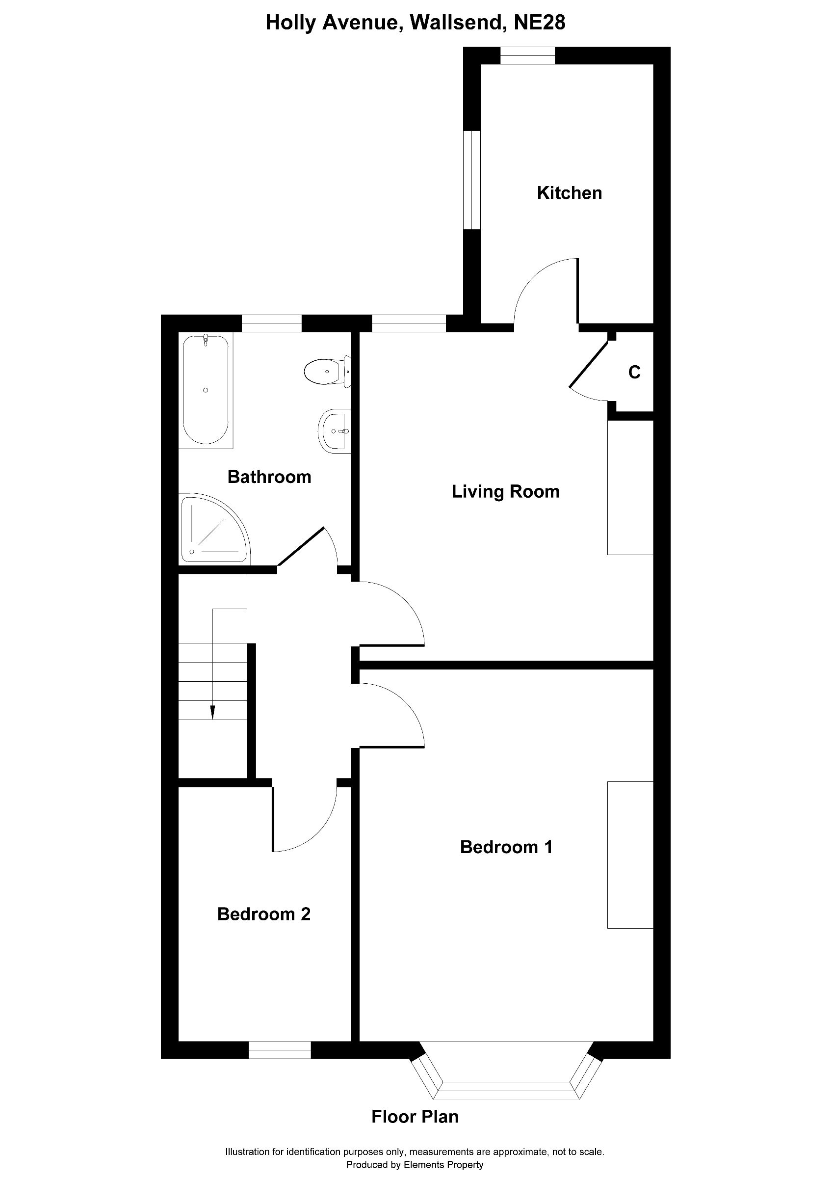 2 bed flat for sale in Holly Avenue, Wallsend - Property floorplan