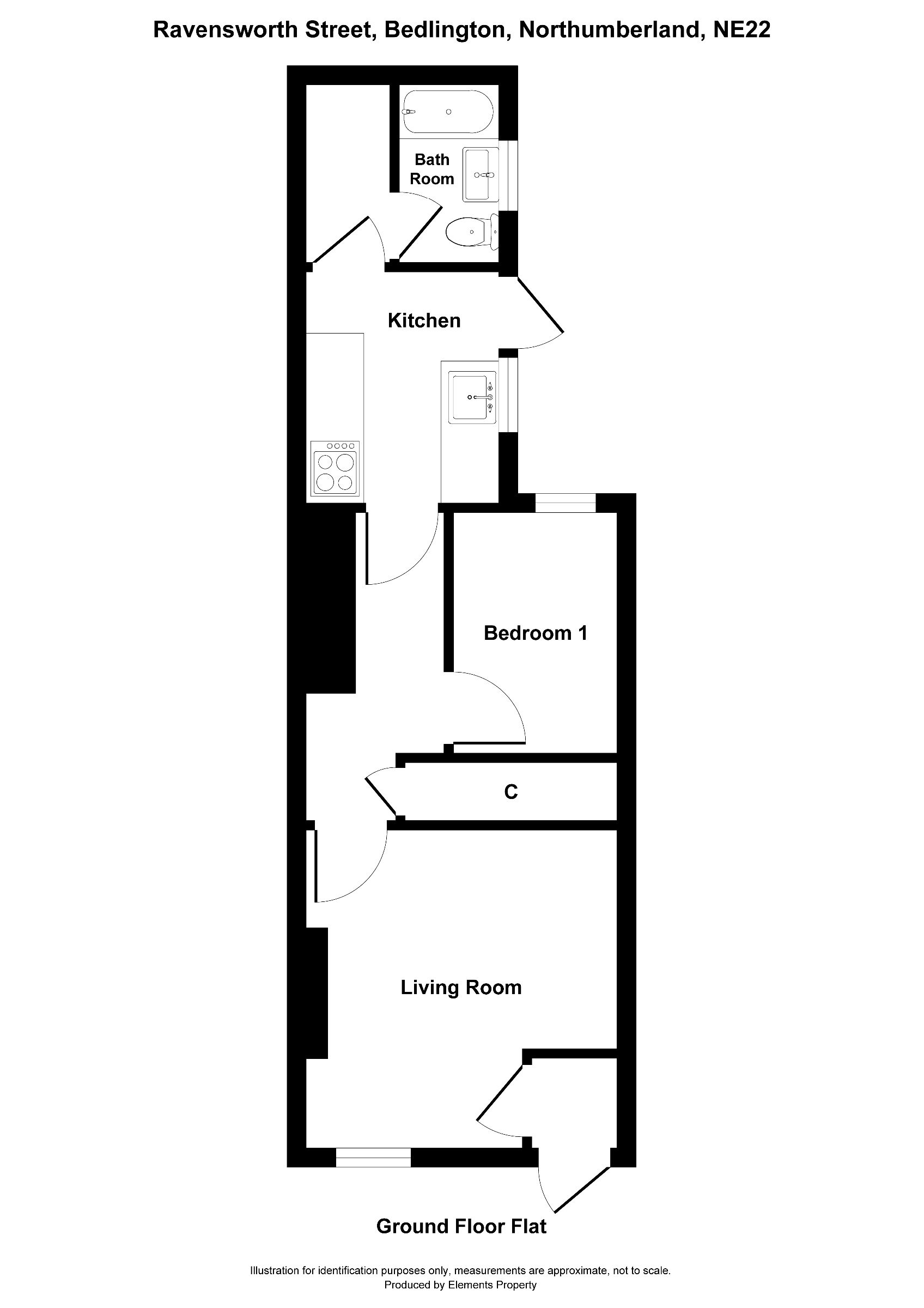 1 bed flat for sale in Ravensworth Street, Bedlington - Property floorplan