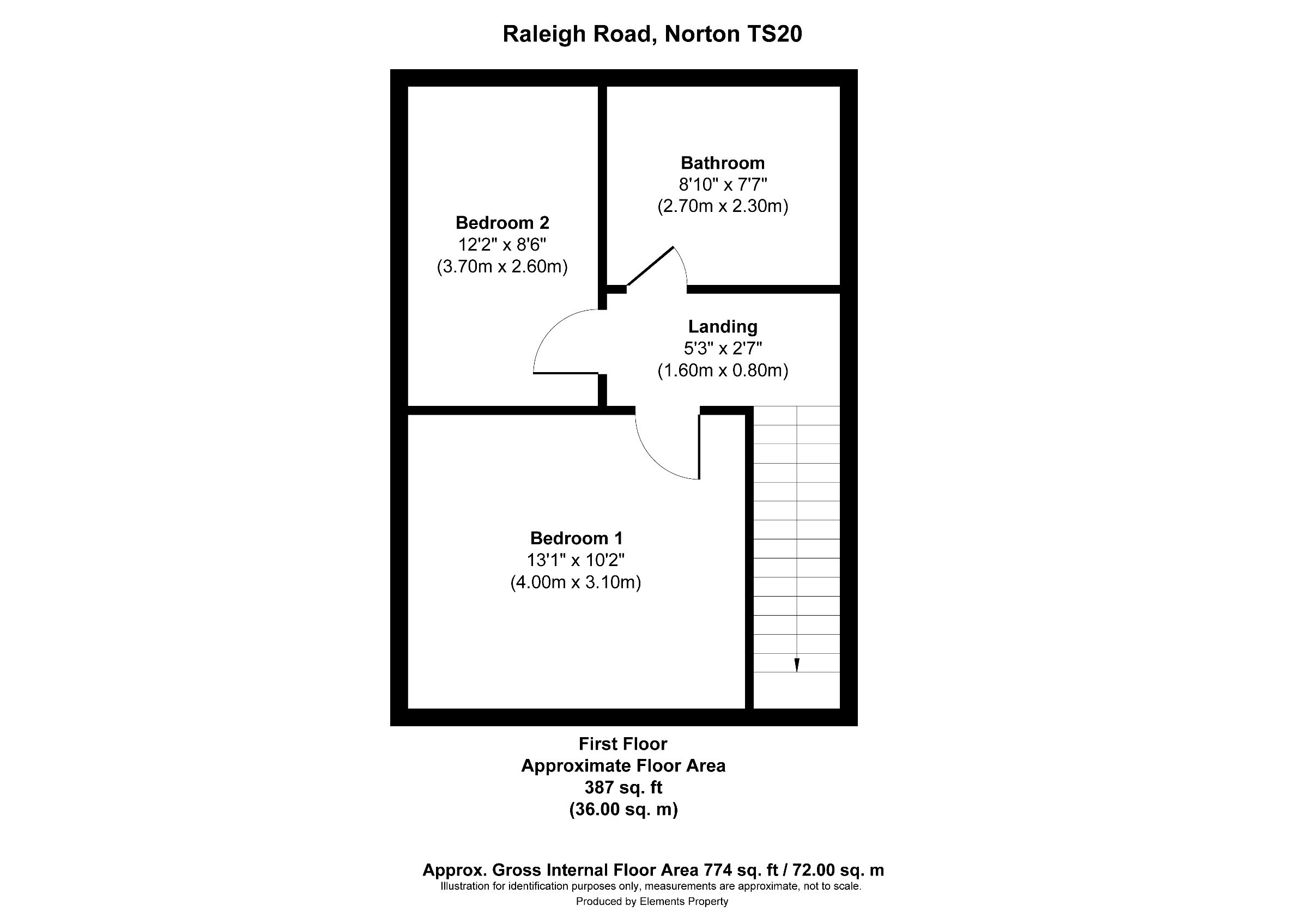 2 bed semi-detached house for sale in Raleigh Road, Stockton-on-Tees - Property floorplan