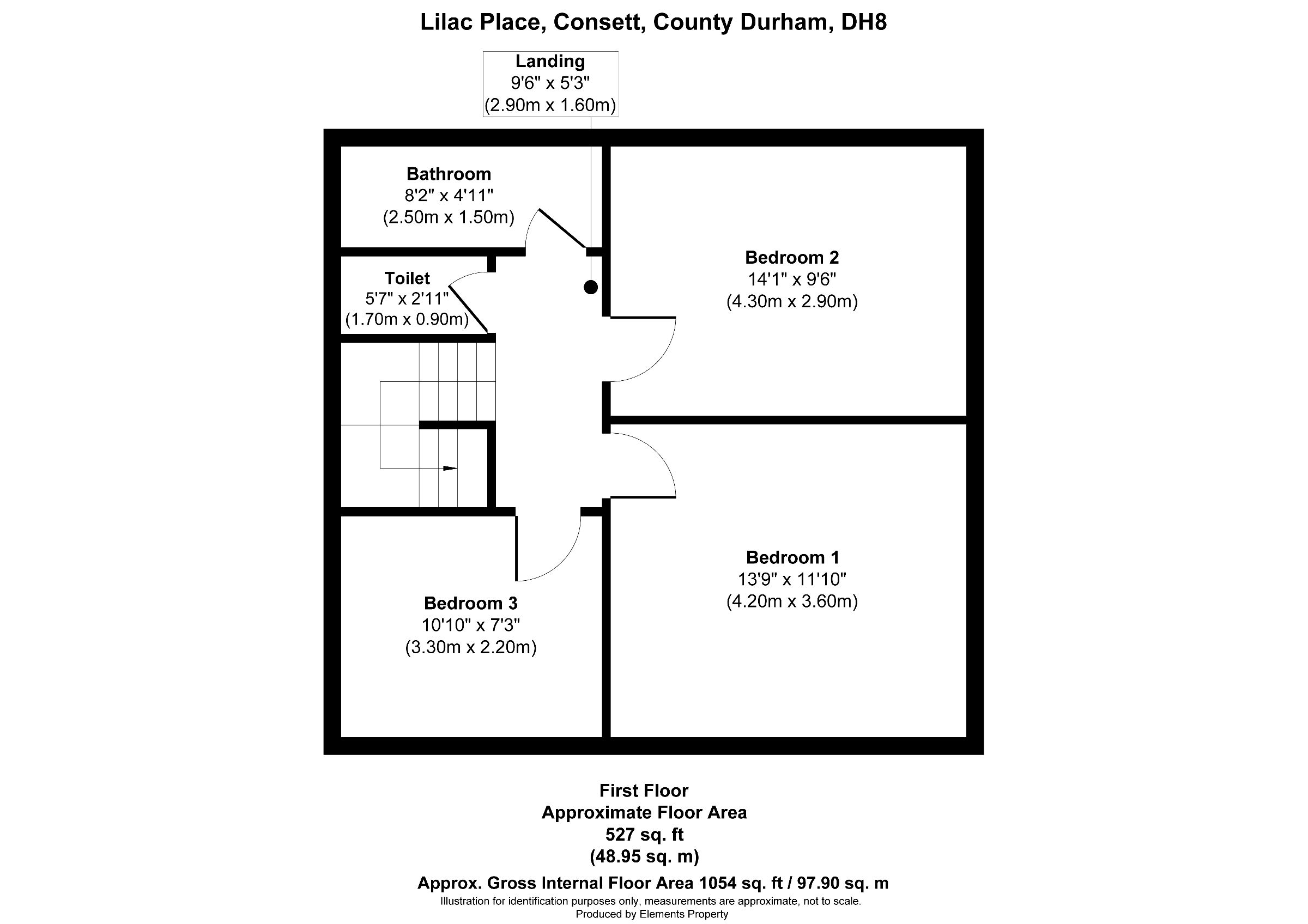 3 bed semi-detached house for sale in Lilac Place, Consett - Property floorplan