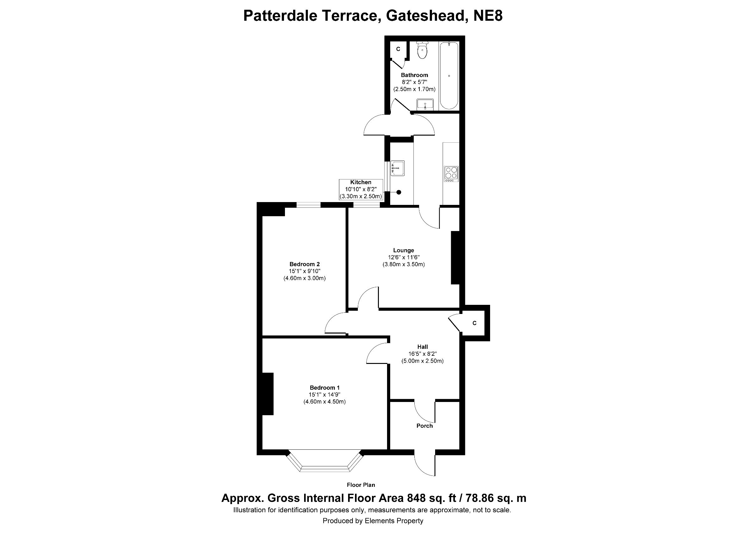 2 bed ground floor flat for sale in Patterdale Terrace, Gateshead - Property floorplan