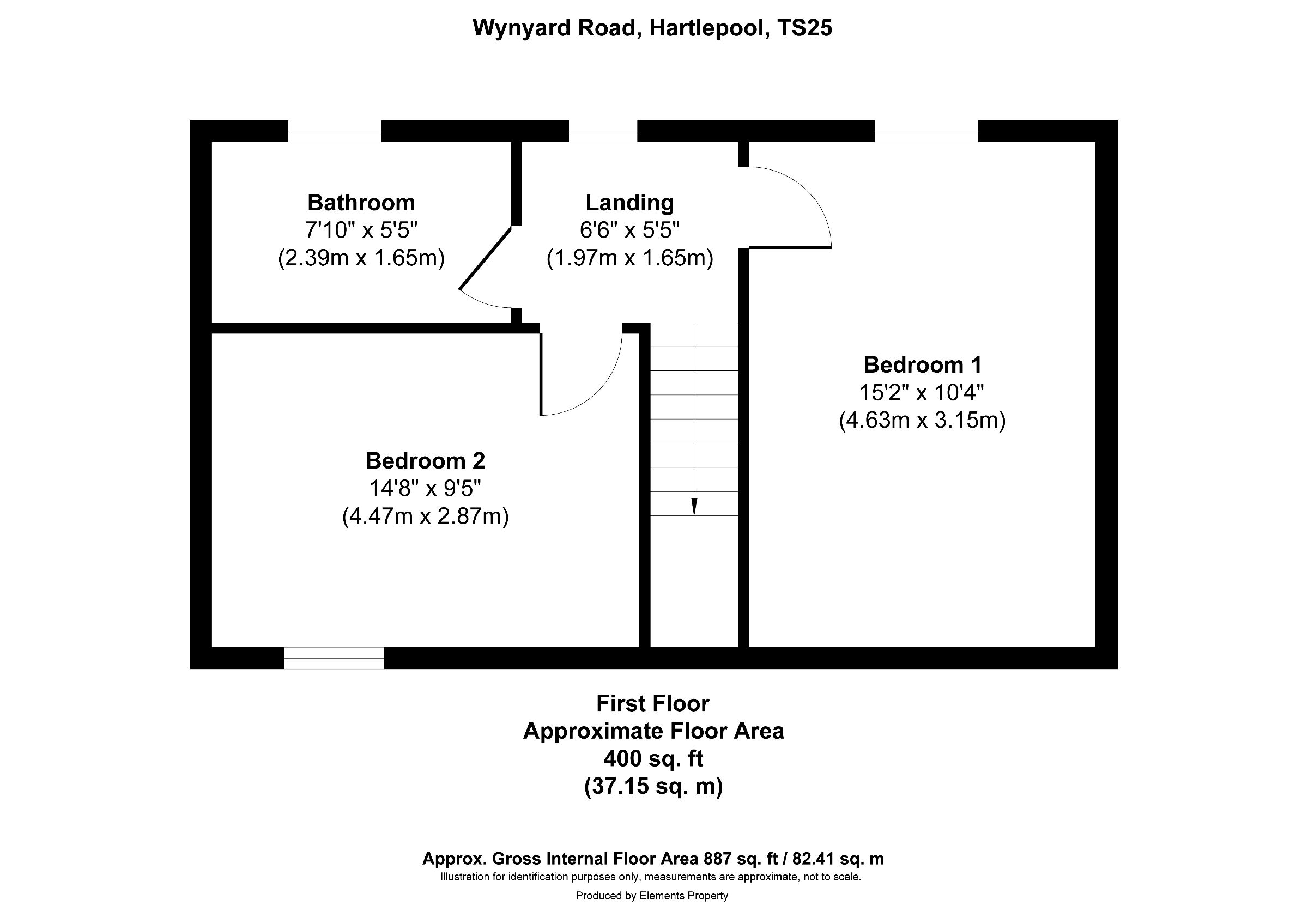 2 bed terraced house for sale in Wynyard Road, Hartlepool - Property floorplan