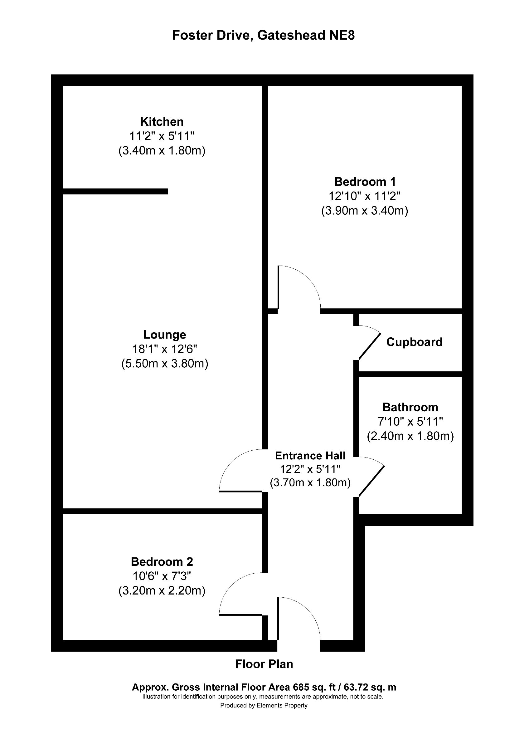 2 bed flat for sale in Foster Drive, Gateshead - Property floorplan