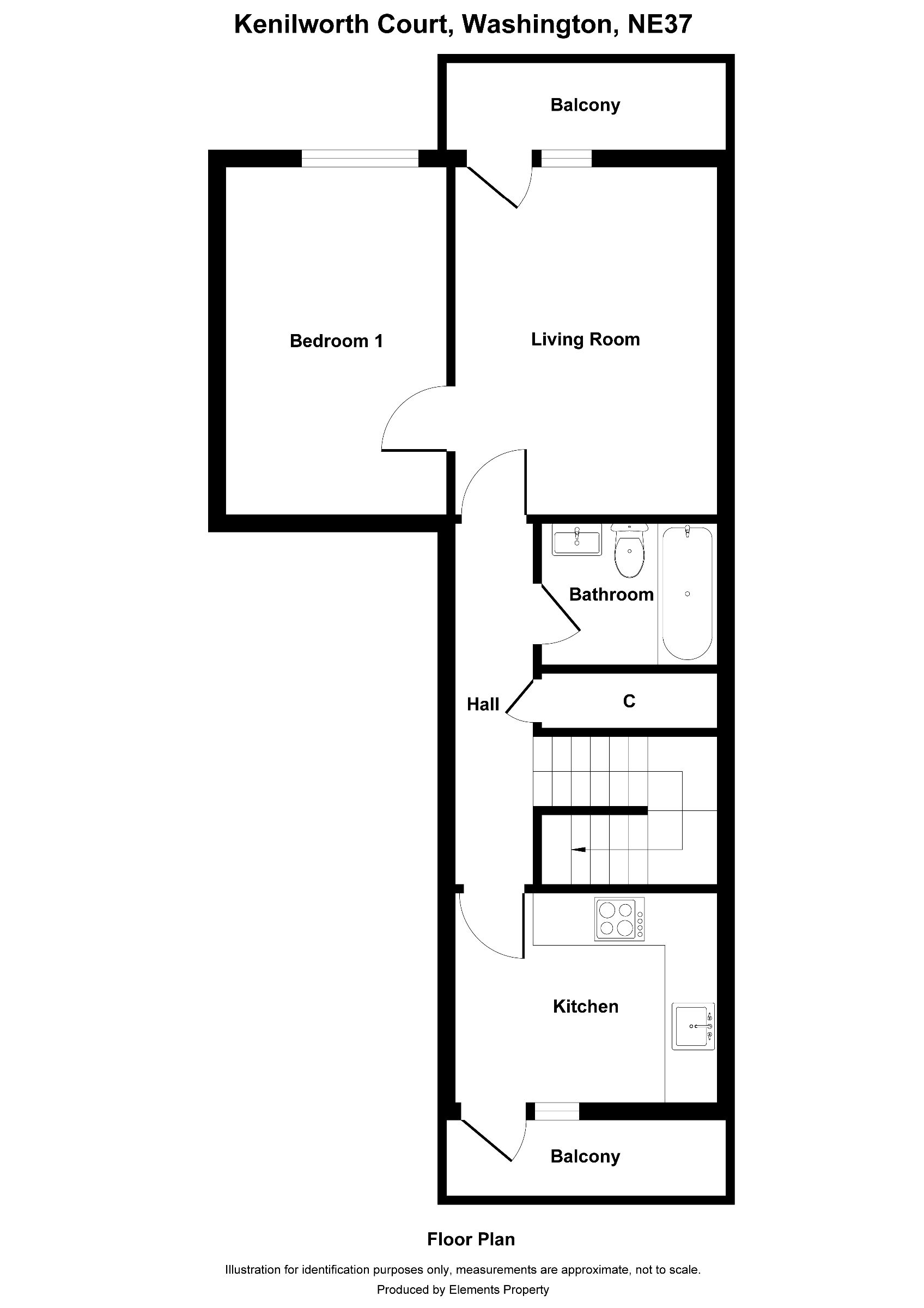 1 bed flat for sale in Kenilworth Court, Washington - Property floorplan