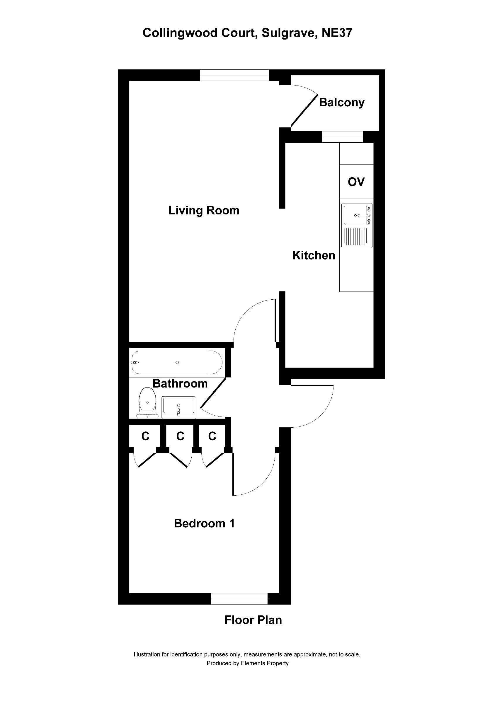 1 bed flat for sale in Collingwood Court, Washington - Property floorplan