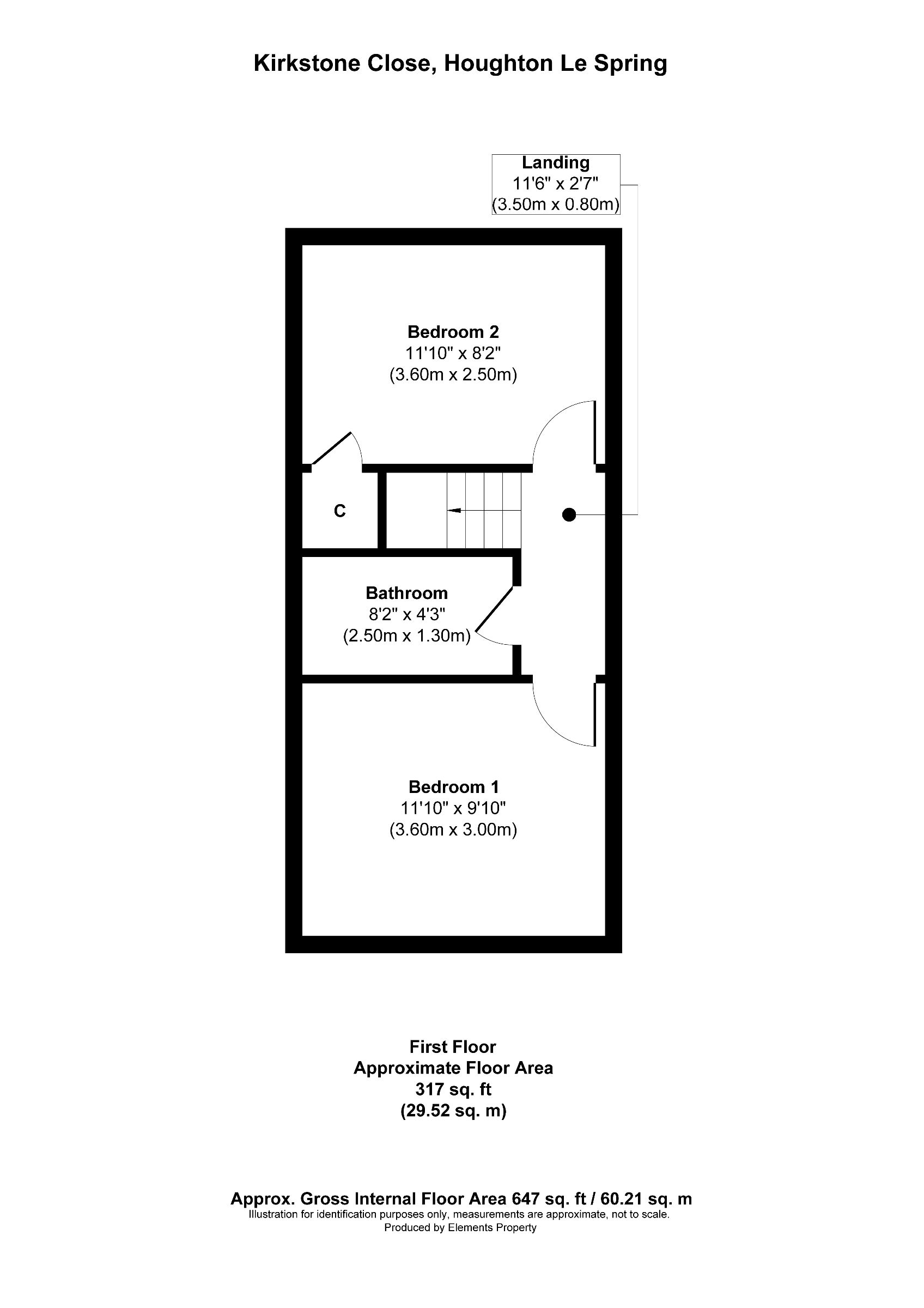 2 bed terraced house for sale in Kirkstone Close, Houghton le Spring - Property floorplan