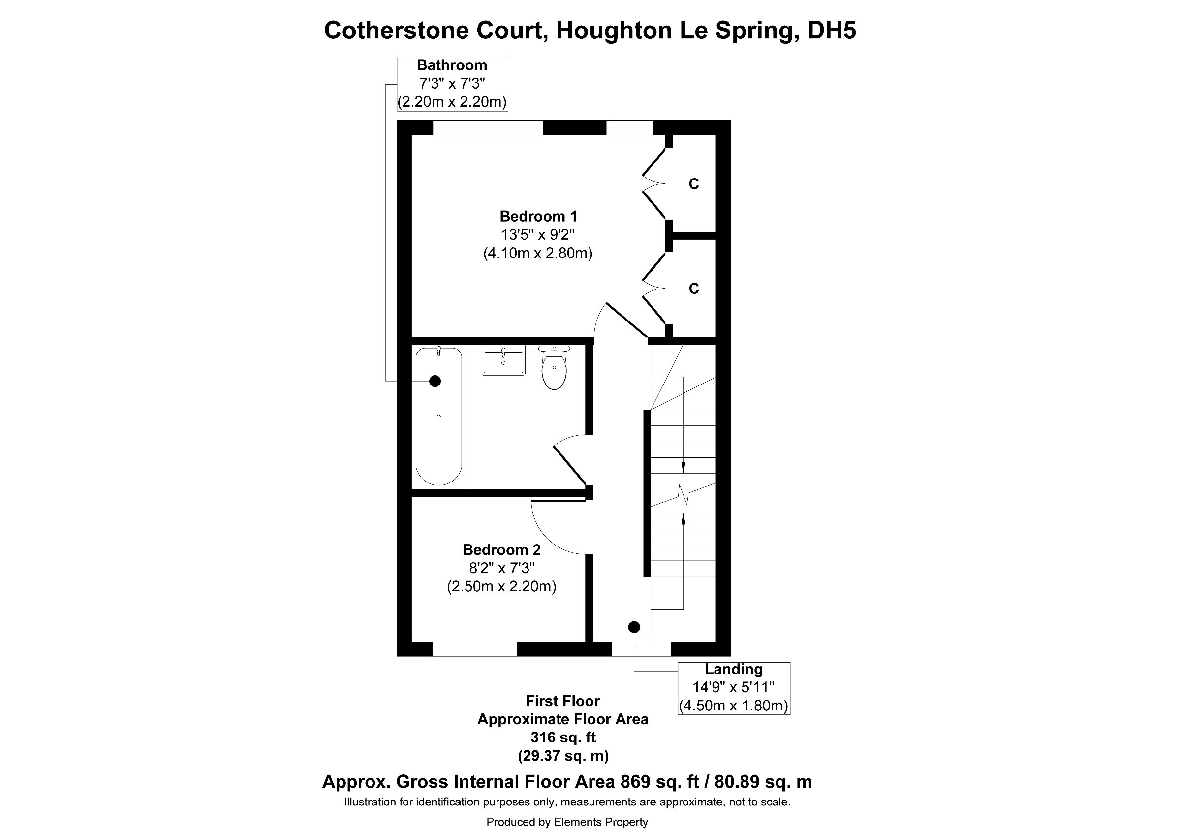 3 bed terraced house for sale in Cotherstone Court, Houghton le Spring - Property floorplan