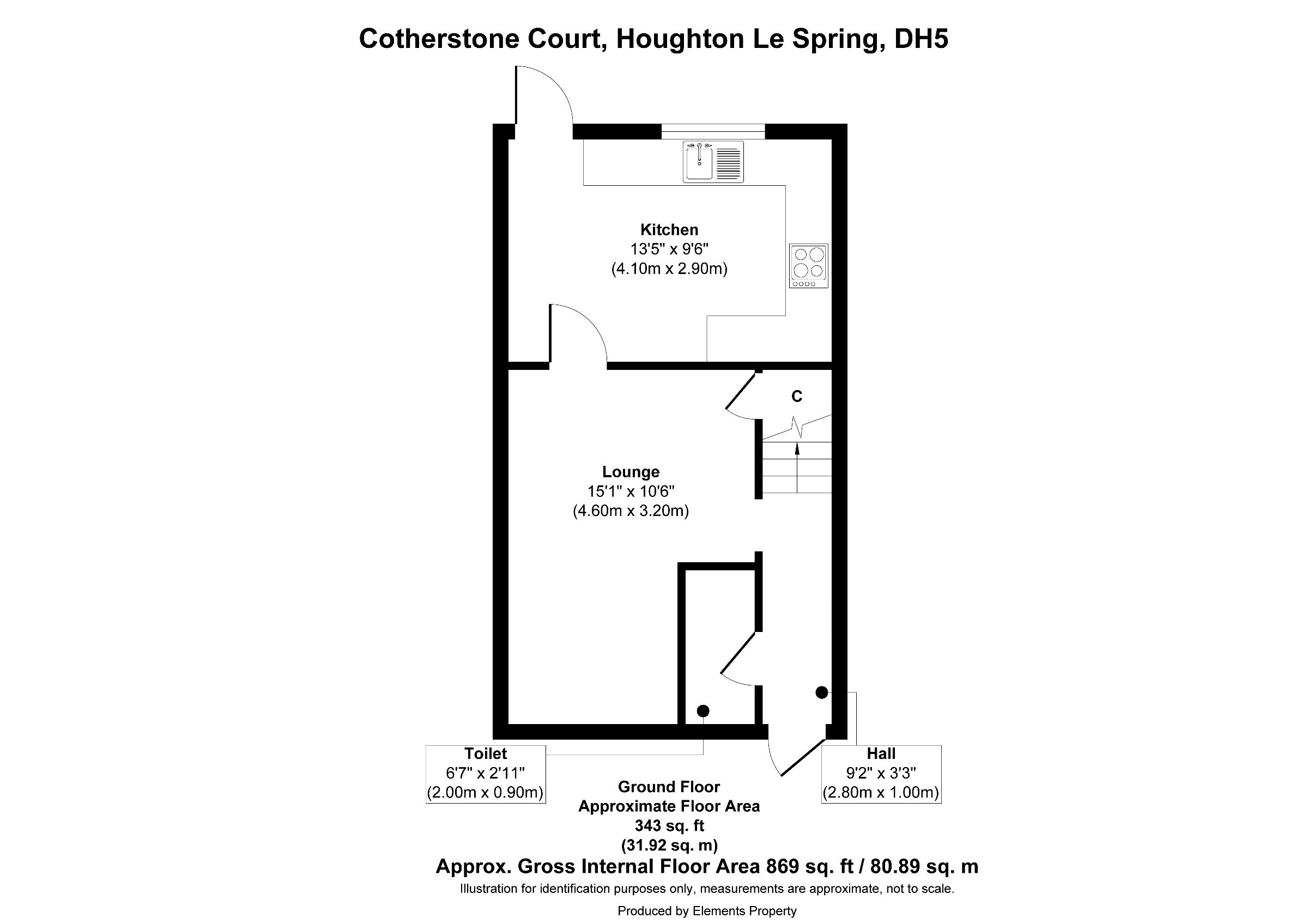 3 bed terraced house for sale in Cotherstone Court, Houghton le Spring - Property floorplan