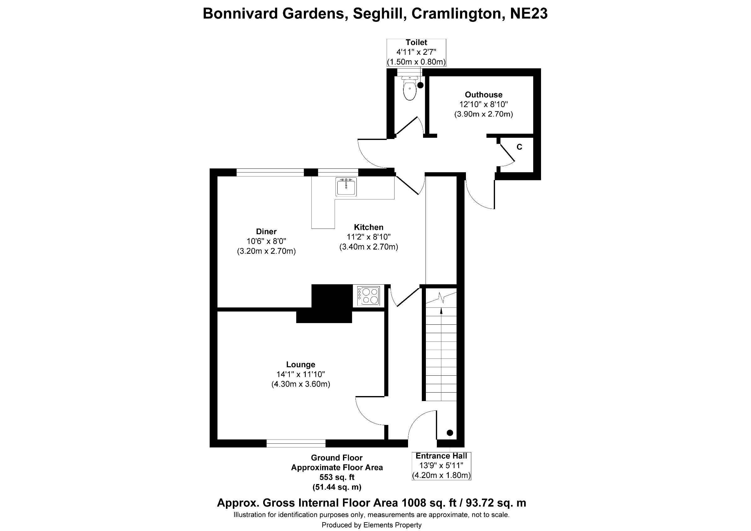 3 bed semi-detached house for sale in Bonnivard Gardens, Cramlington - Property floorplan
