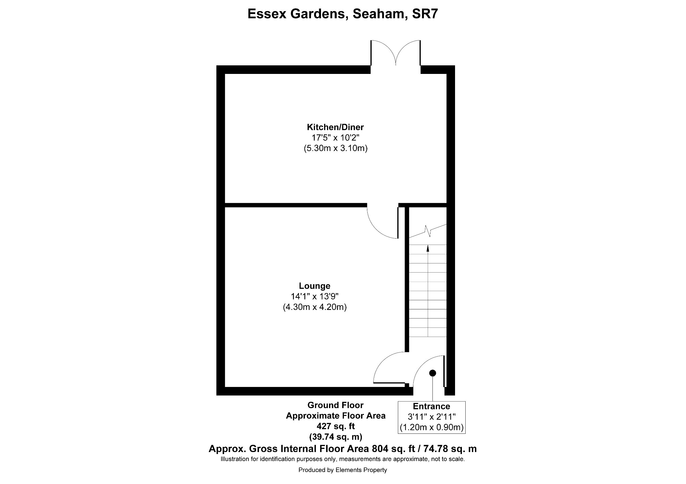 2 bed semi-detached house for sale in Essex Crescent, Seaham - Property floorplan