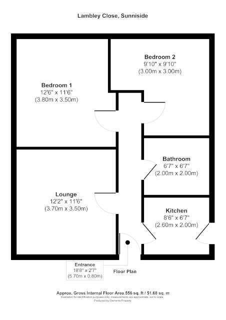 2 bed ground floor flat for sale in Lambley Close, Newcastle upon Tyne - Property floorplan