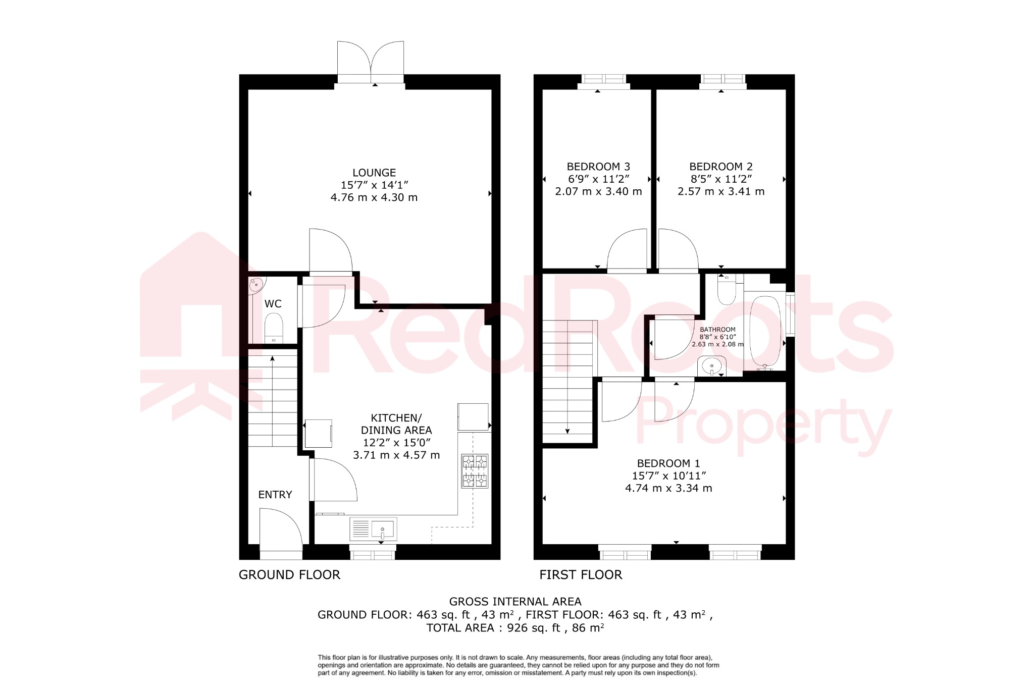 3 bed semi-detached house for sale in Waterpark View, Kinsley, Pontefract, West Yorkshire, WF9 - Property floorplan