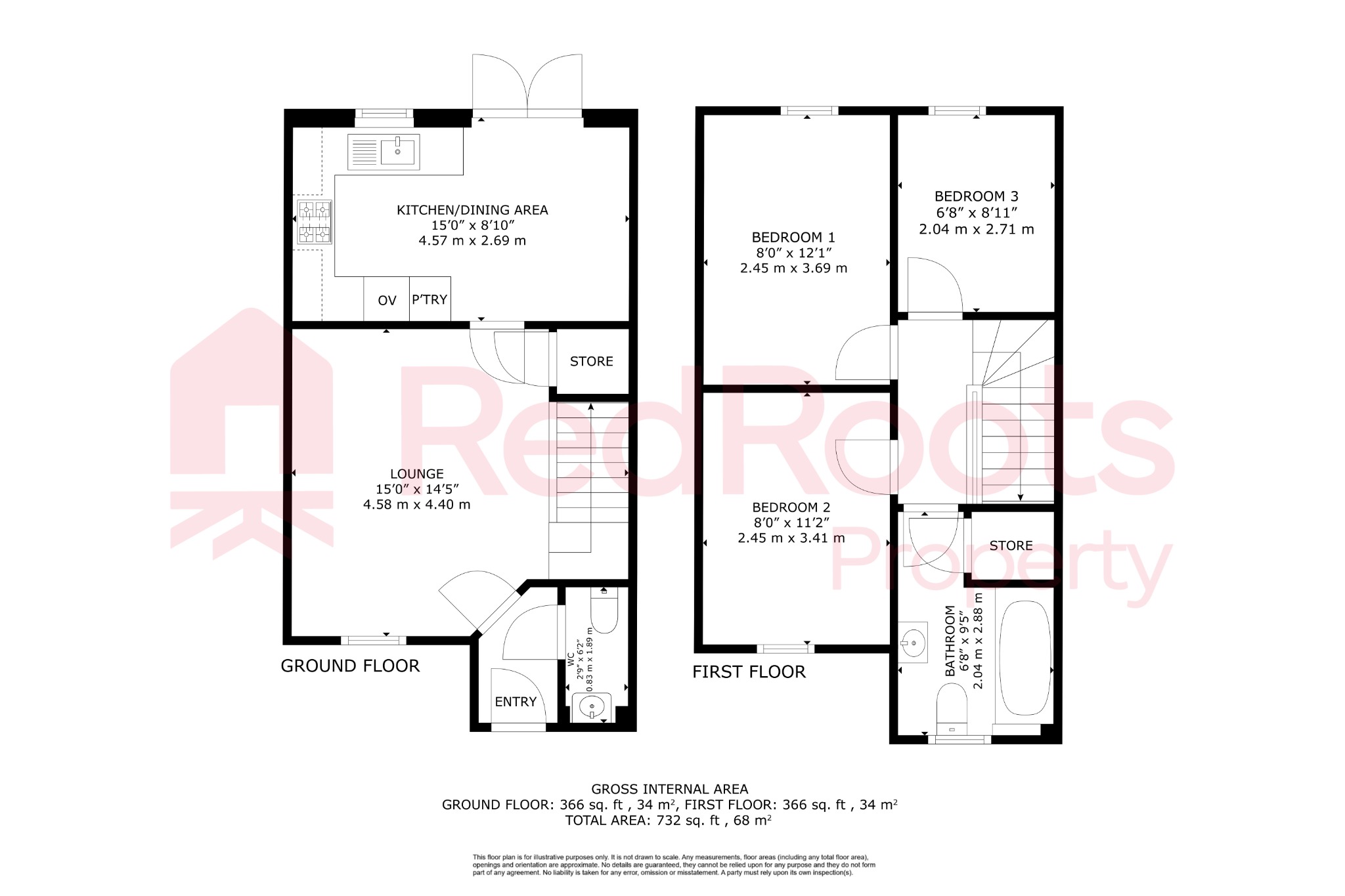 3 bed semi-detached house for sale in Farleigh Drive, Harworth, Doncaster, South Yorkshire, DN11 8SW - Property floorplan