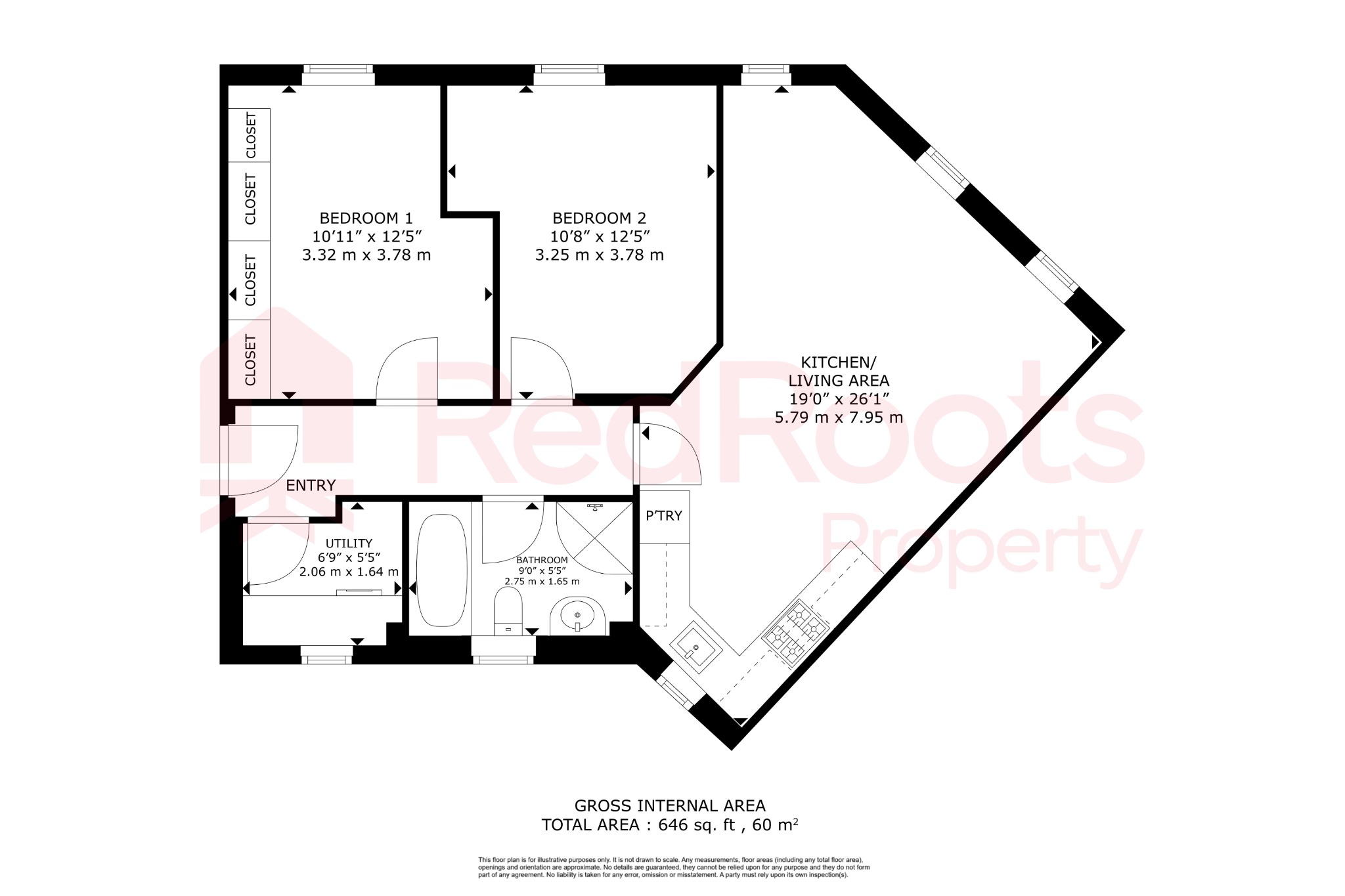 2 bed flat for sale in Farnley Road, Balby, Doncaster, South Yorkshire, DN4 8TS - Property floorplan