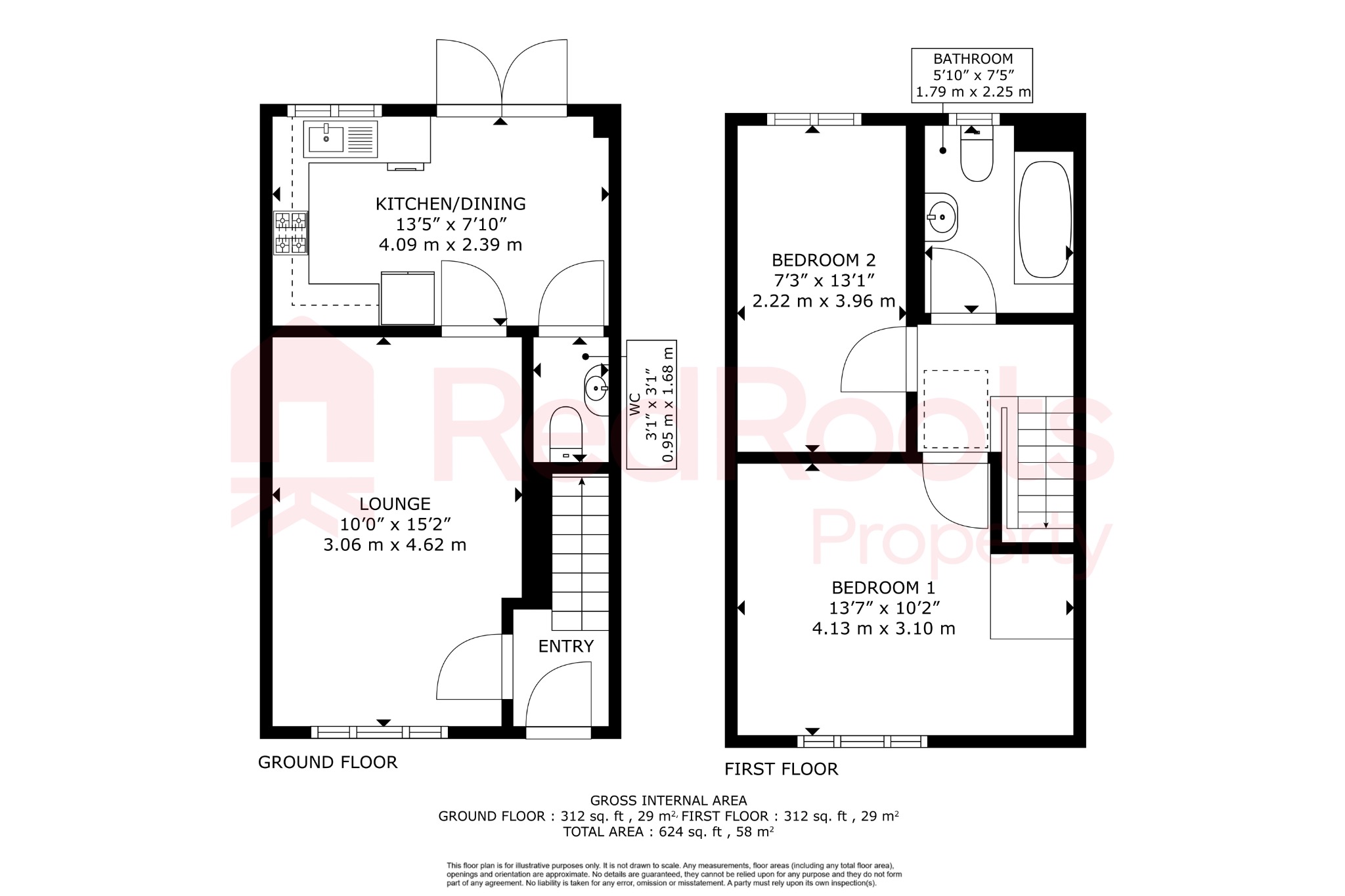 2 bed semi-detached house for sale in Cadeby Lane, Denaby Main, Doncaster, South Yorkshire, DN12 4EH - Property floorplan