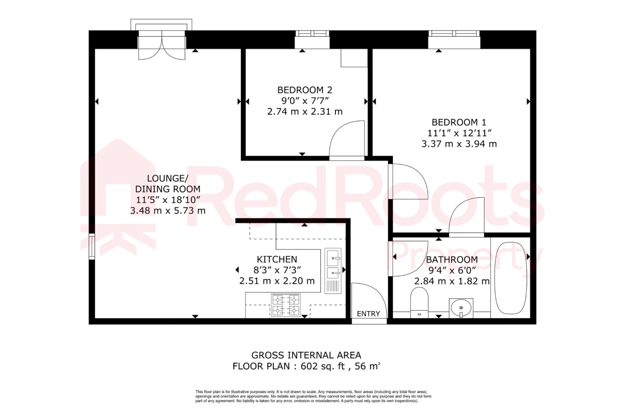 2 bed flat to rent in Barnsley Road, South Elmsall, Pontefract, West Yorkshire, WF9 - Property floorplan
