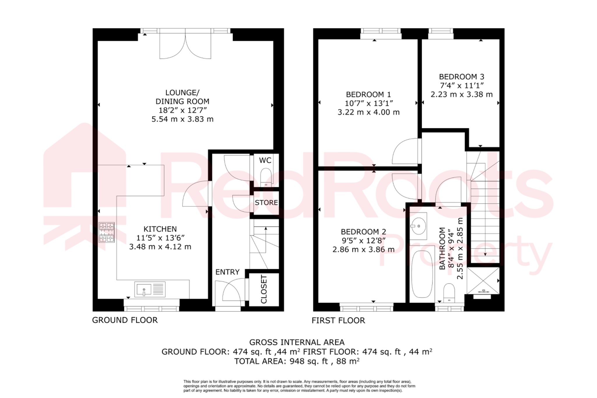 3 bed terraced house for sale in Doncaster Road, South Elmsall, Pontefract, West Yorkshire, WF9 - Property floorplan