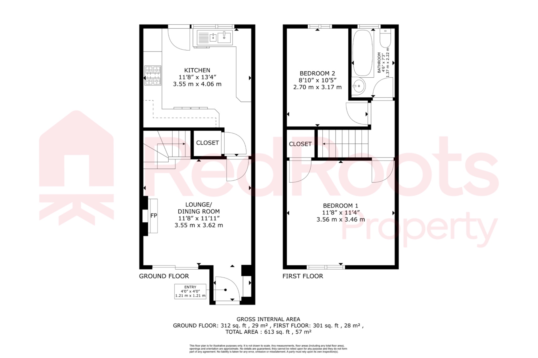 2 bed terraced house to rent in Stanley, Wakefield, West Yorkshire, WF3 - Property floorplan