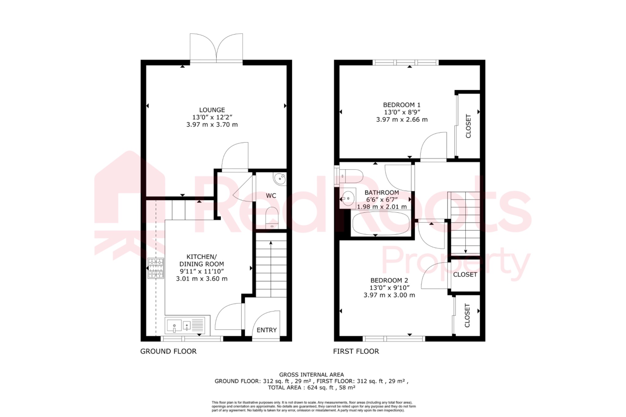 2 bed semi-detached house for sale in Dove Lane, Woodlands, Doncaster, South Yorkshire, DN6 - Property floorplan