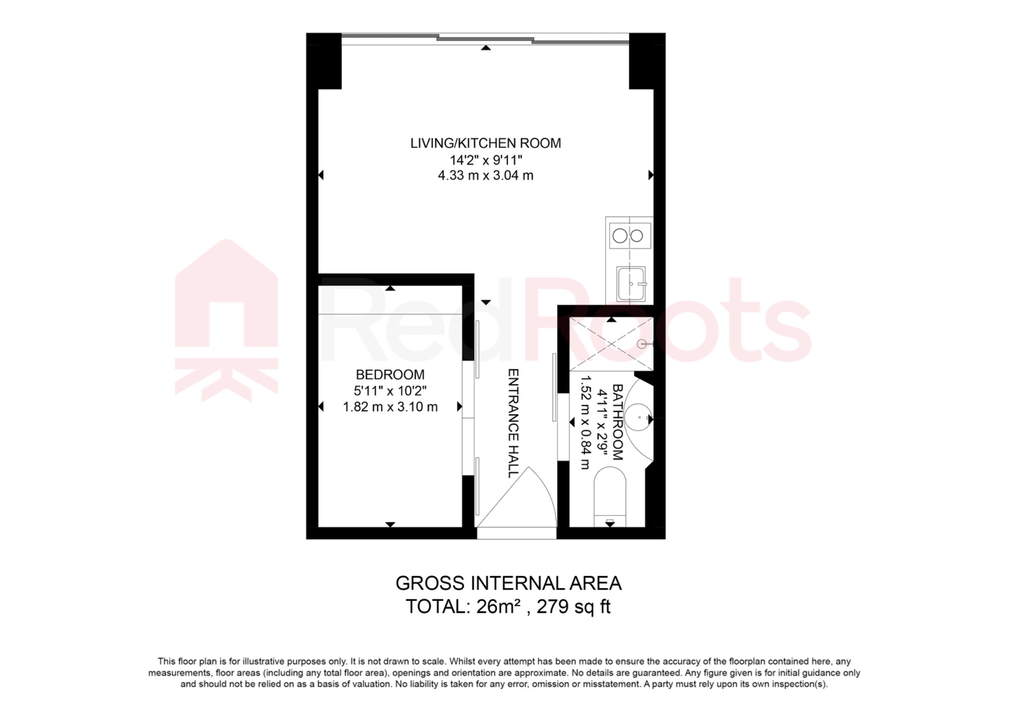 1 bed flat to rent in Citispace South, 11 Regent Street, Leeds, West Yorkshire, LS2 - Property floorplan