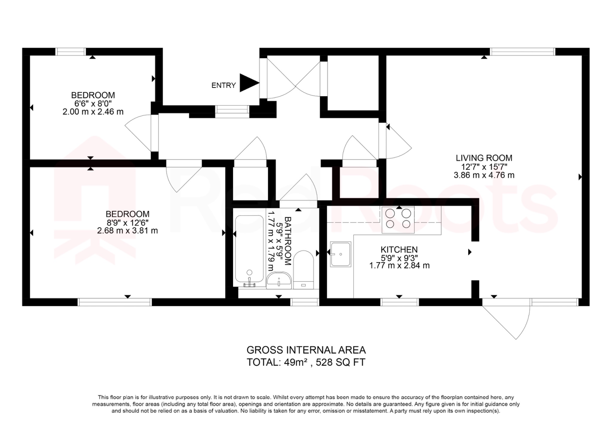 2 bed semi-detached bungalow to rent in Wareham Close, Bransholme, Hull, East Riding of Yorkshire, HU7 - Property floorplan
