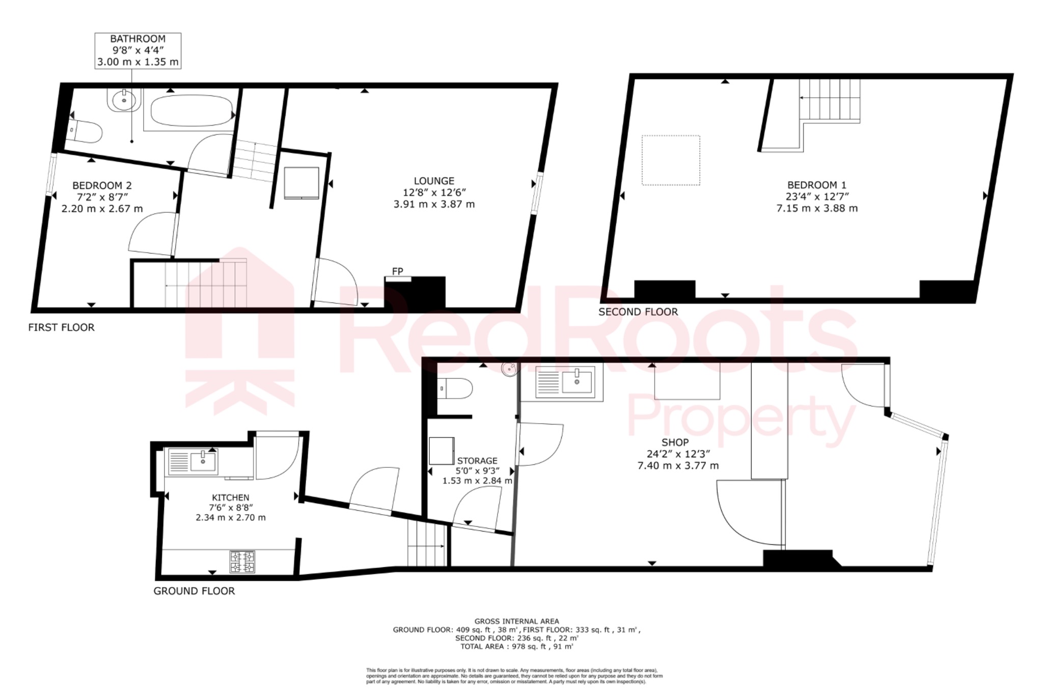2 bed mixed use for sale in Barnsley Road, South Elmsall, Pontefract, West Yorkshire, WF9 - Property floorplan