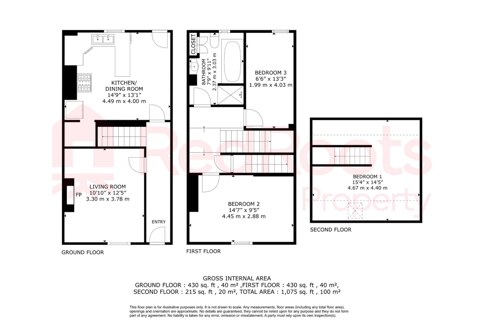 3 bed terraced house to rent in Hemsworth, Pontefract, West Yorkshire, WF9 - Property floorplan