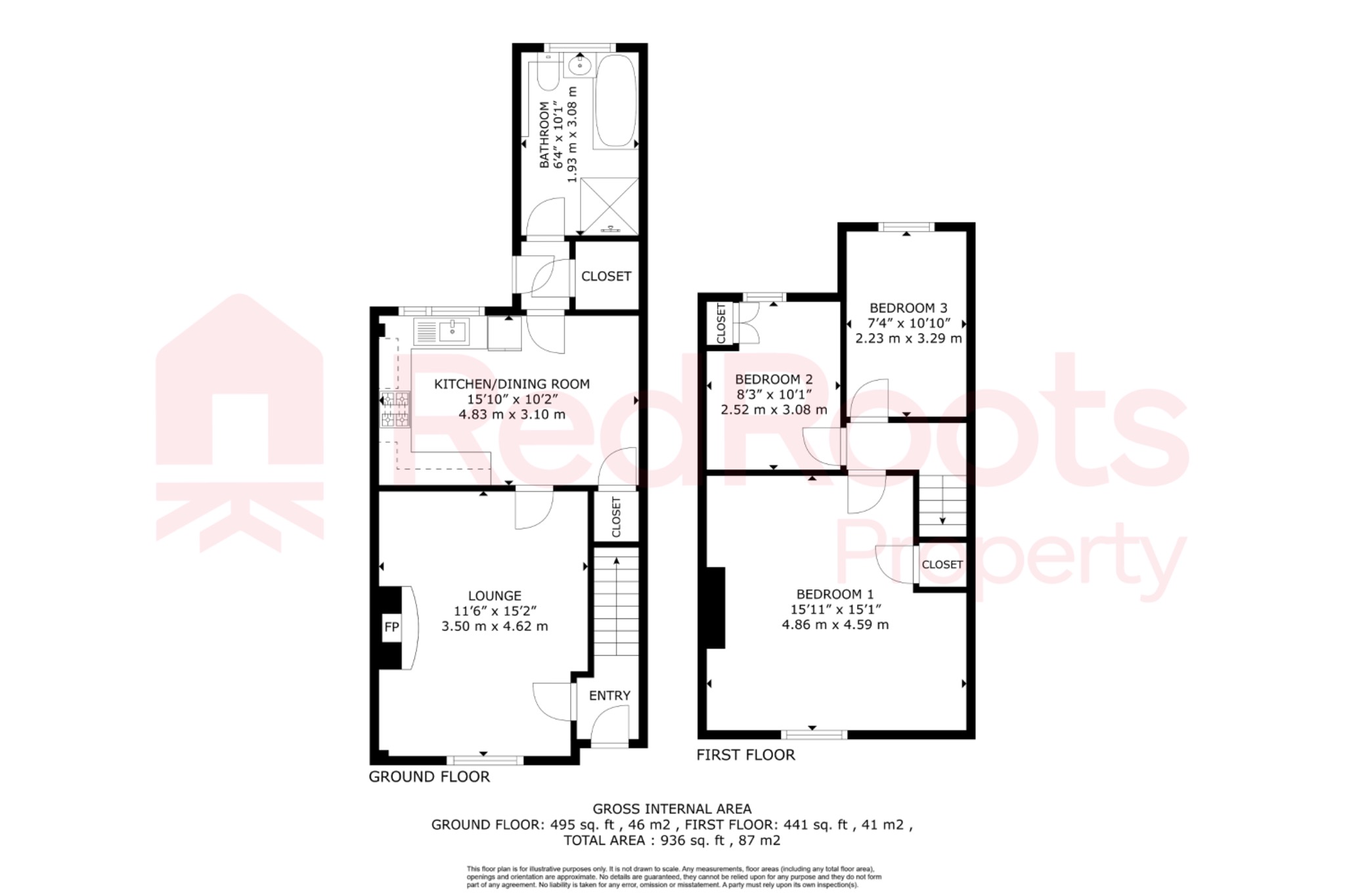 3 bed terraced house for sale in Langthwaite Lane, South Elmsall, Pontefract, West Yorkshire, WF9 - Property floorplan