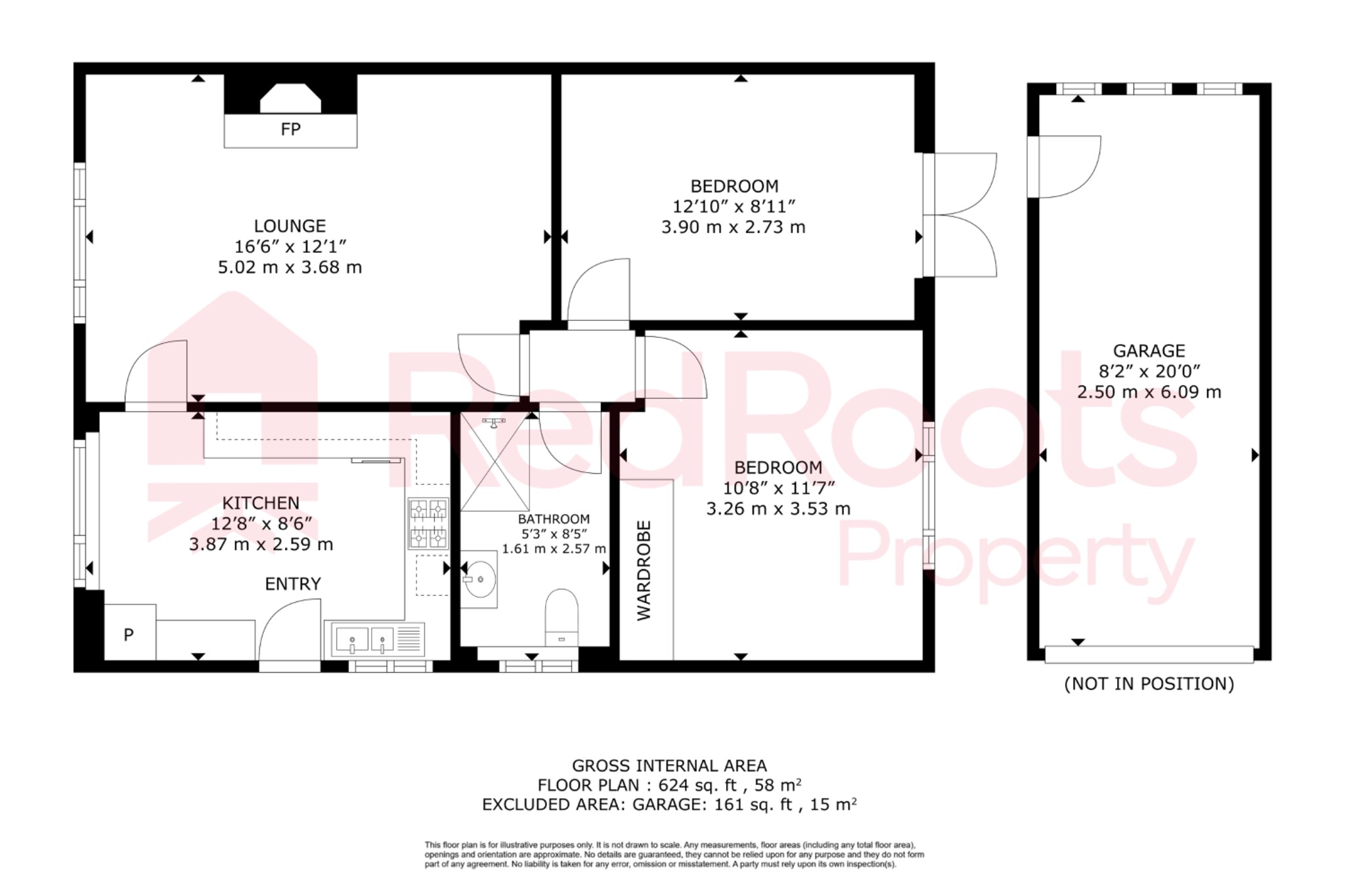 2 bed semi-detached bungalow for sale in Thorpe Audlin, Pontefract, West Yorkshire, WF8 - Property floorplan