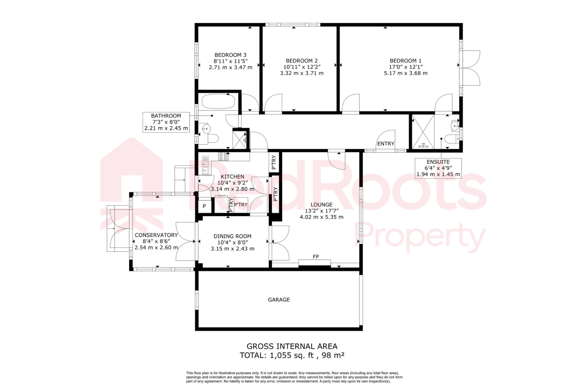3 bed detached bungalow for sale in Thorpe Audlin, Pontefract, West Yorkshire, WF8 - Property floorplan