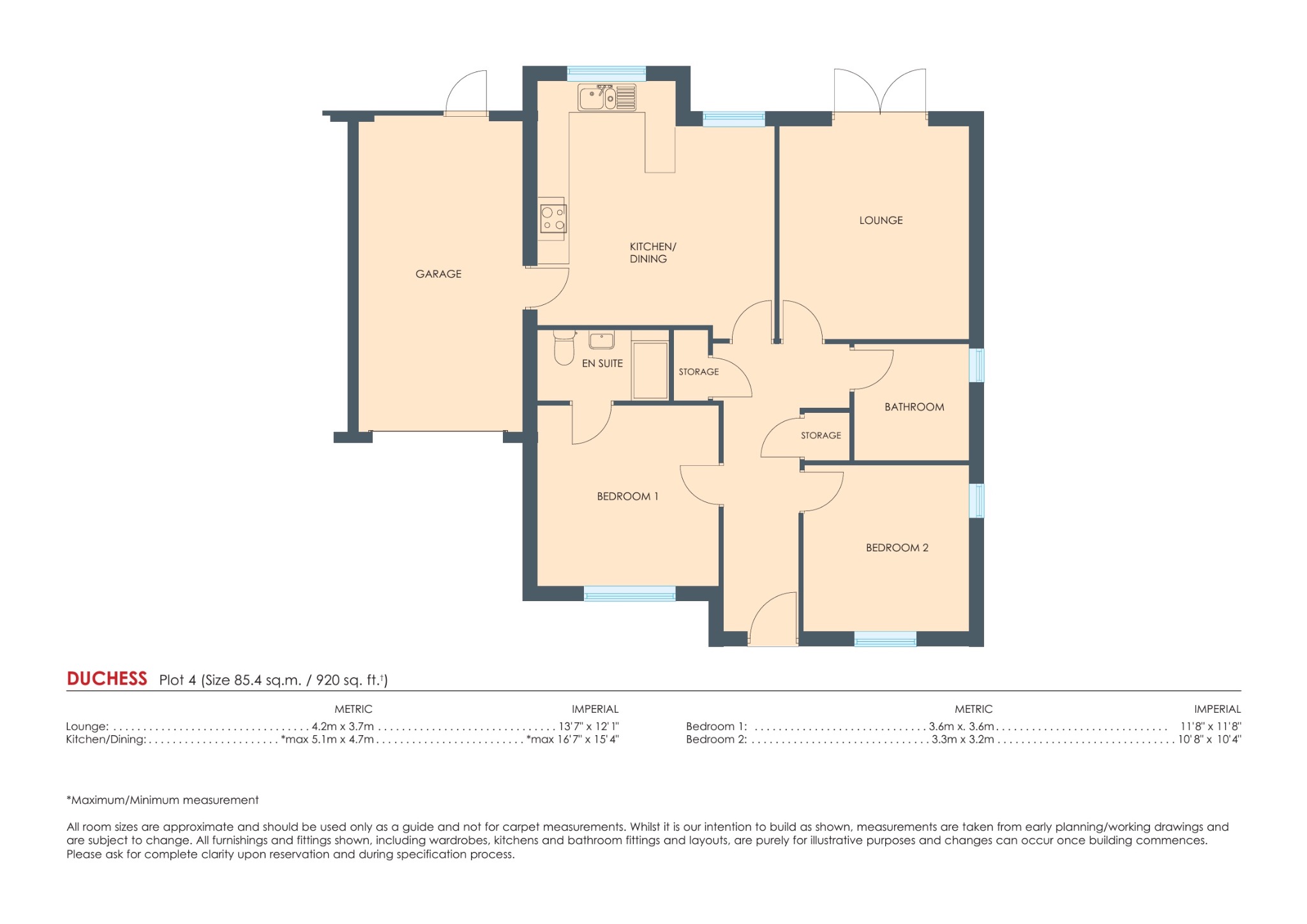 2 bed bungalow for sale in The Duchess, Treetops II, Off Swann Road, South Kirkby, WF9 - Property floorplan