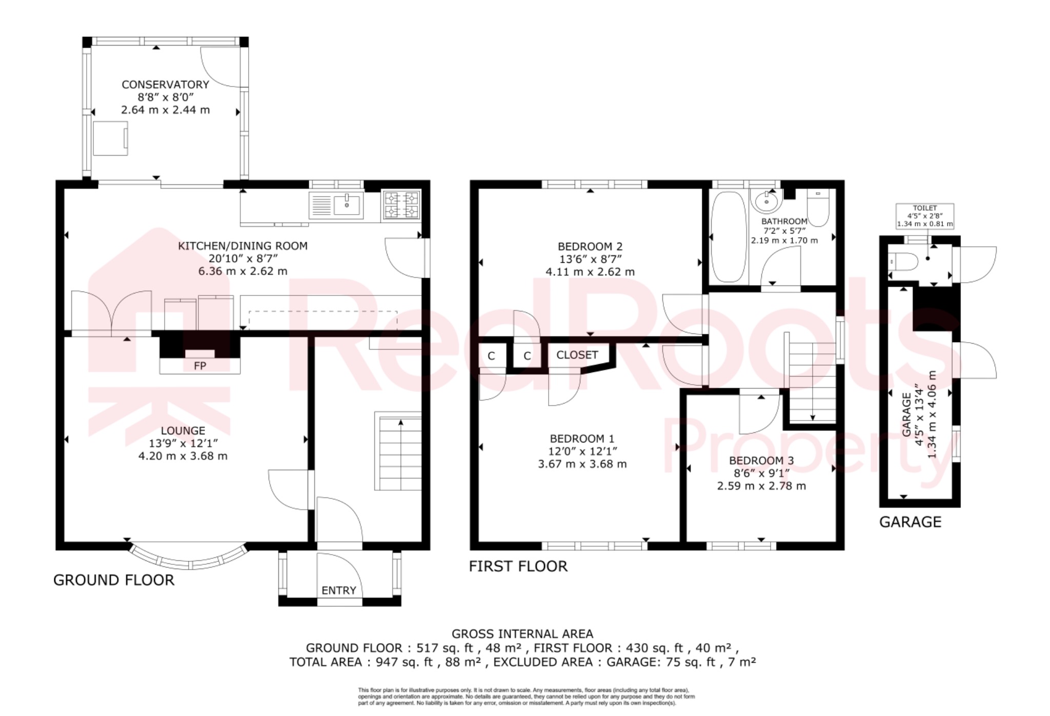 3 bed semi-detached house for sale in Moorshutt Road, Hemsworth, Pontefract, West Yorkshire, WF9 - Property floorplan