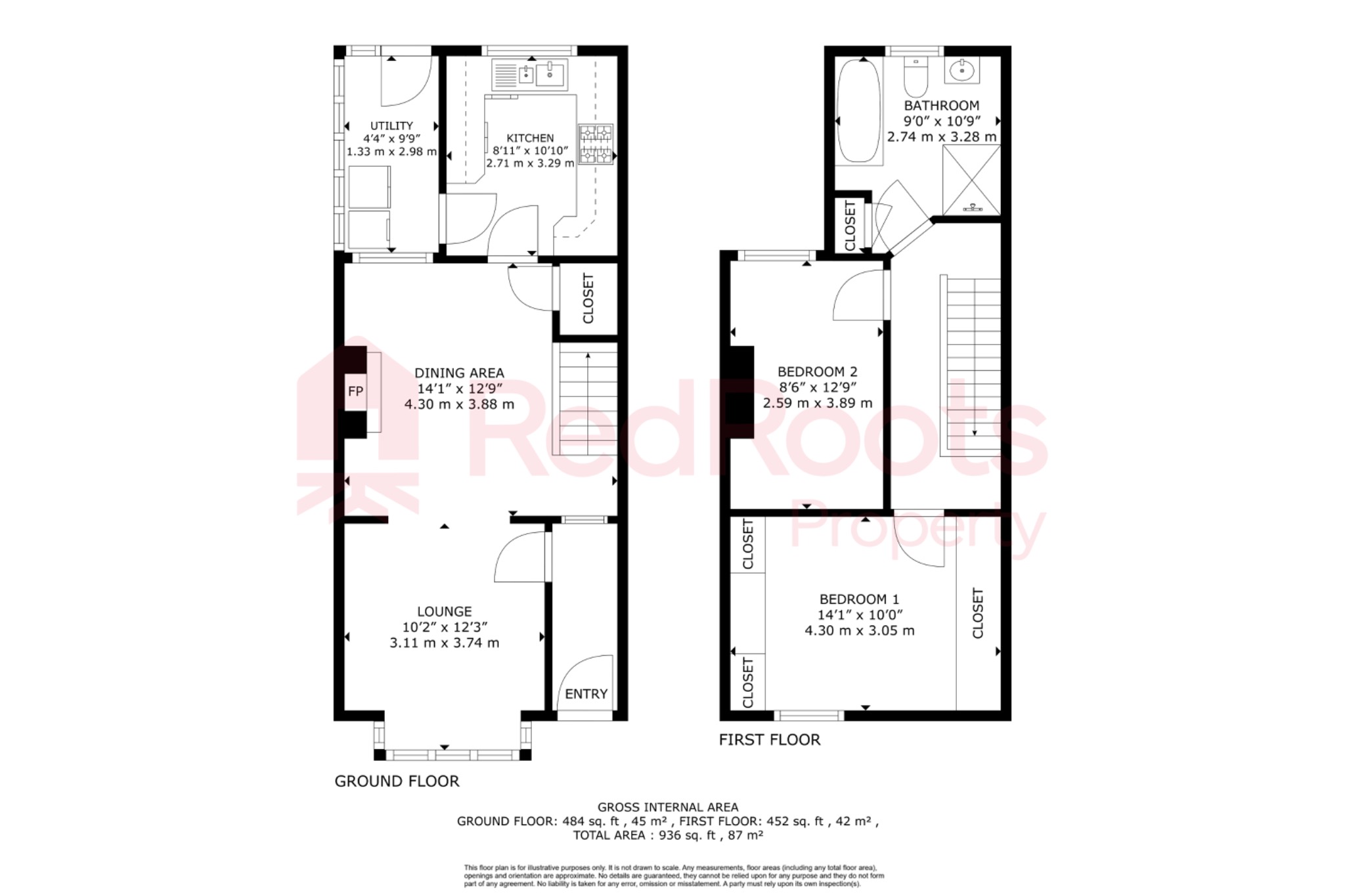 2 bed terraced house for sale in Moorthorpe, South Elmsall, Pontefract, West Yorkshire, WF9 - Property floorplan