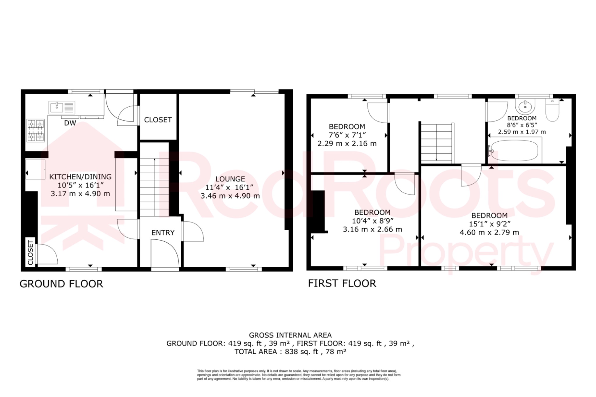 3 bed semi-detached house for sale in Field Lane, Upton, Pontefract, West Yorkshire, WF9 - Property floorplan