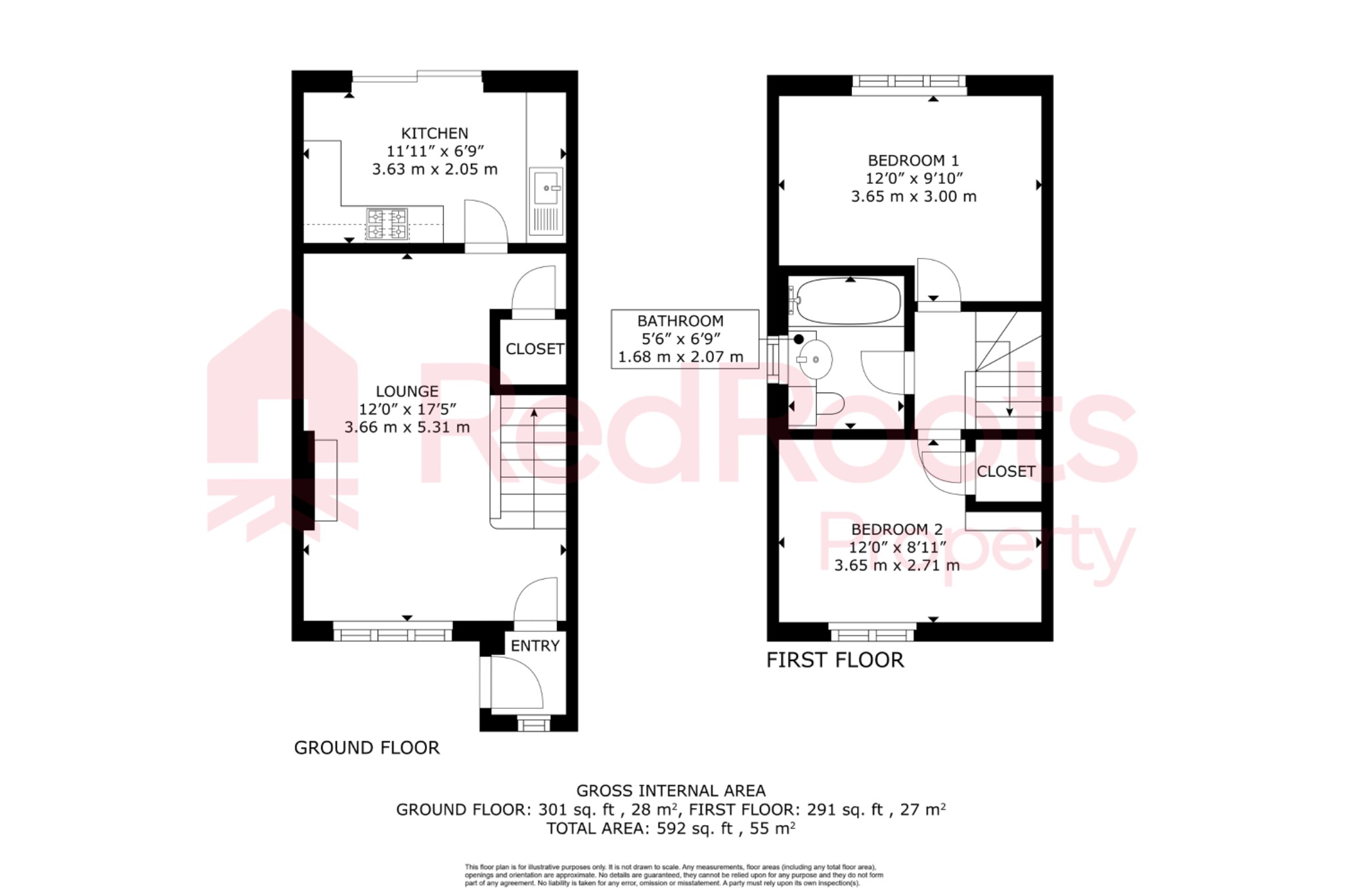 2 bed semi-detached house to rent in Grace Road, Edlington, Doncaster, South Yorkshire, DN12 - Property floorplan
