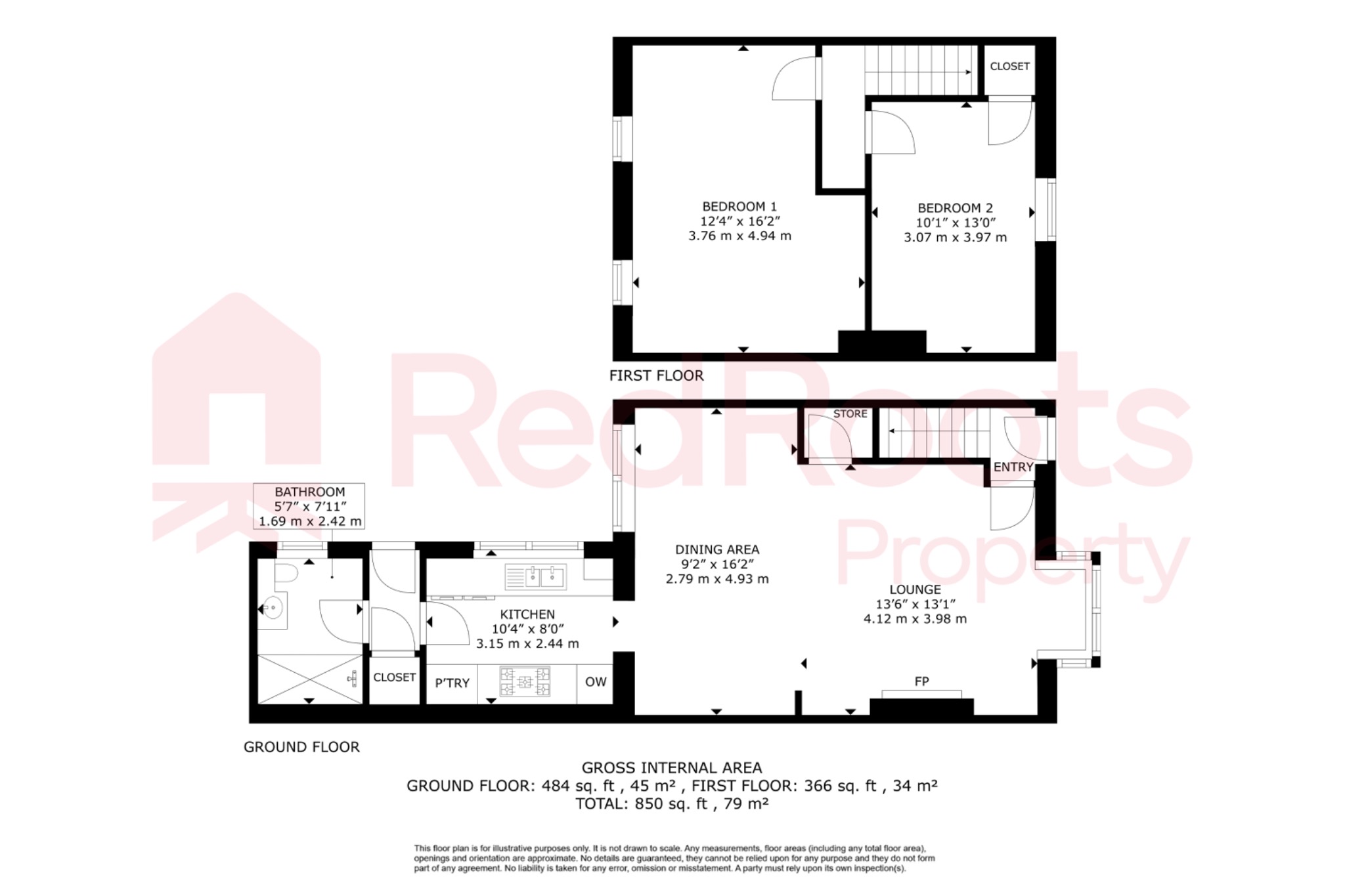 2 bed terraced house to rent in Oakland Terrace, Edlington, Doncaster, South Yorkshire, DN12 - Property floorplan